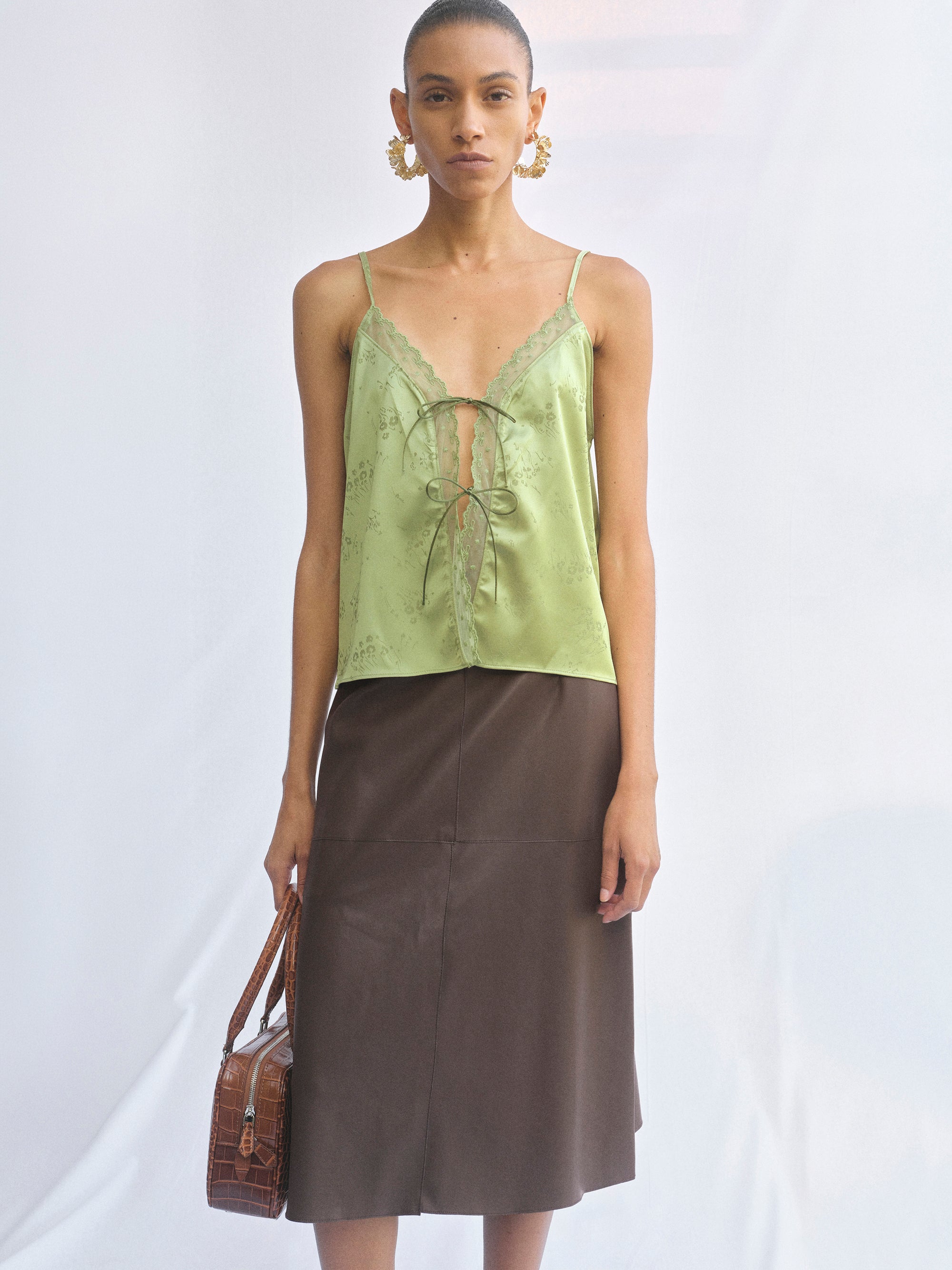 Tie-Front Camisole, Green