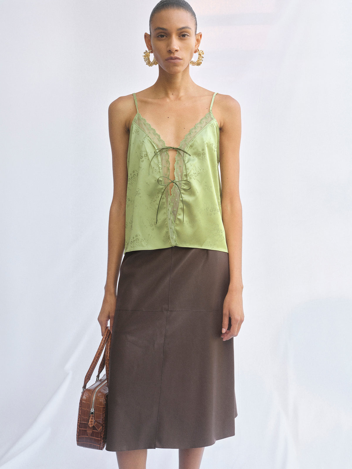 Tie-Front Camisole, Green