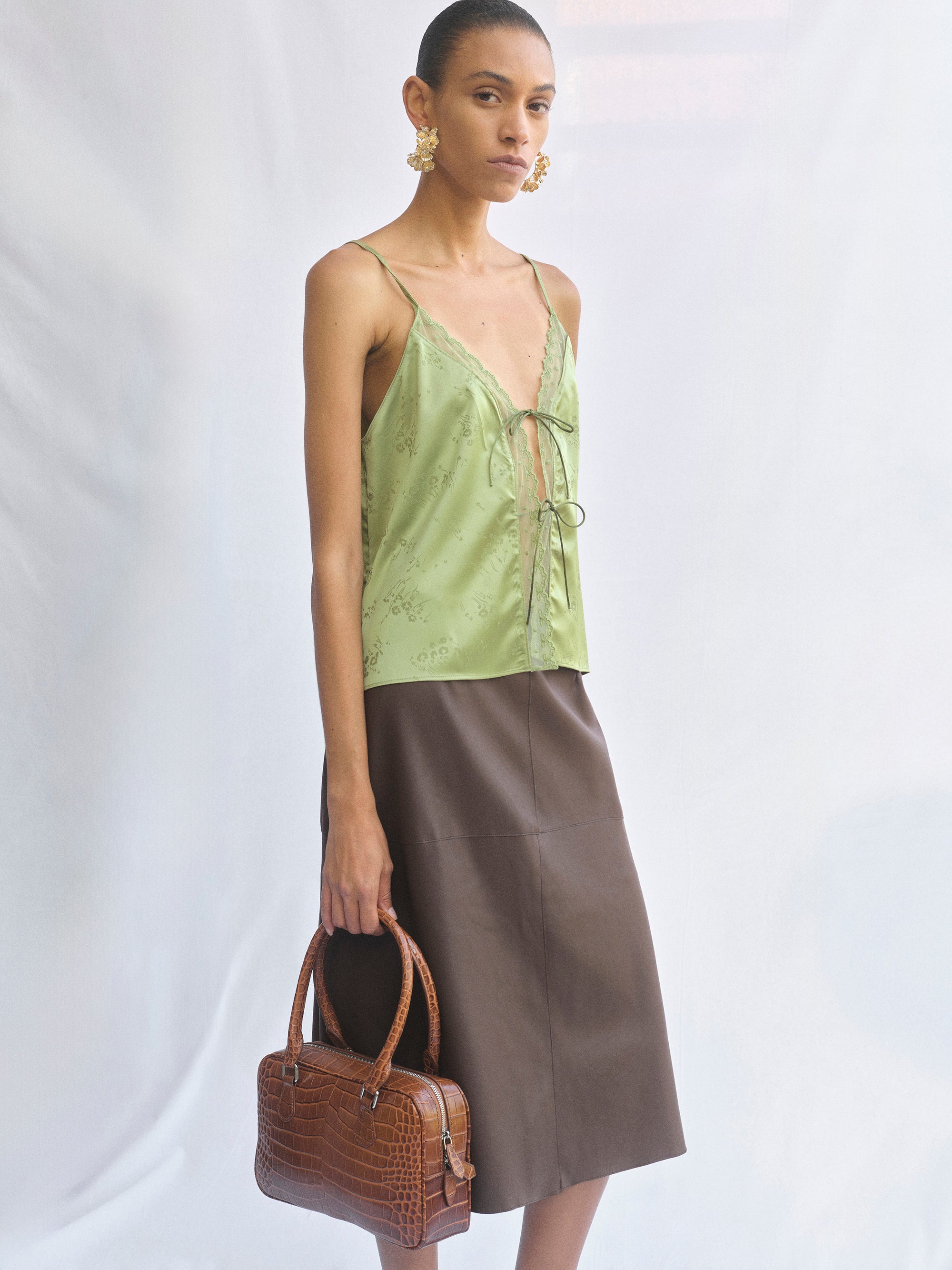 Tie-Front Camisole, Green