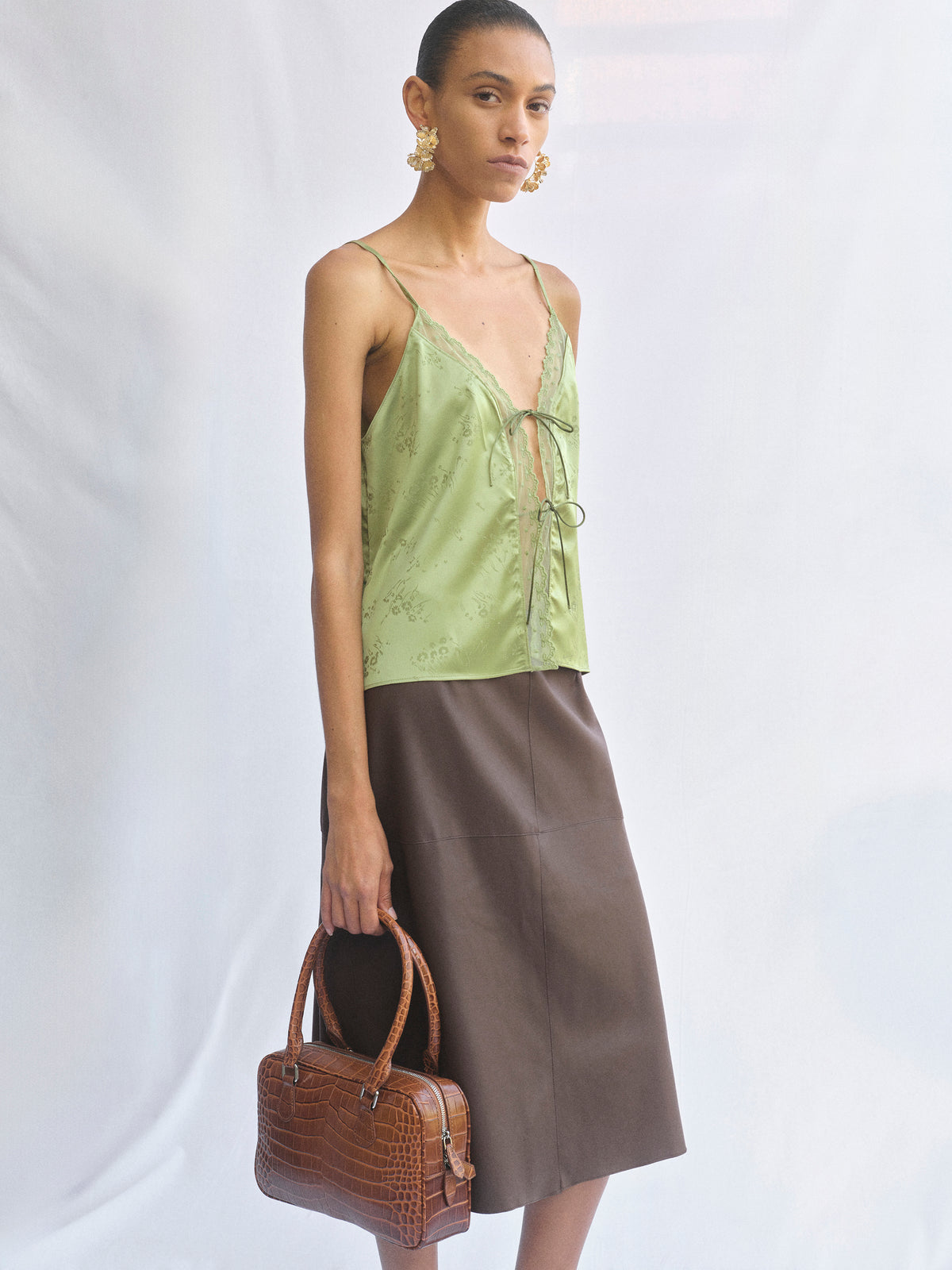 Tie-Front Camisole, Green