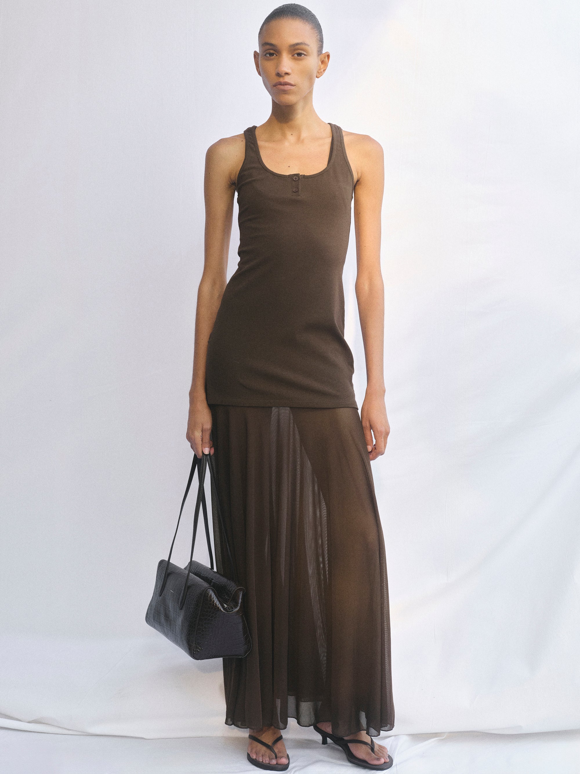 Layered Tank Dress, Brown
