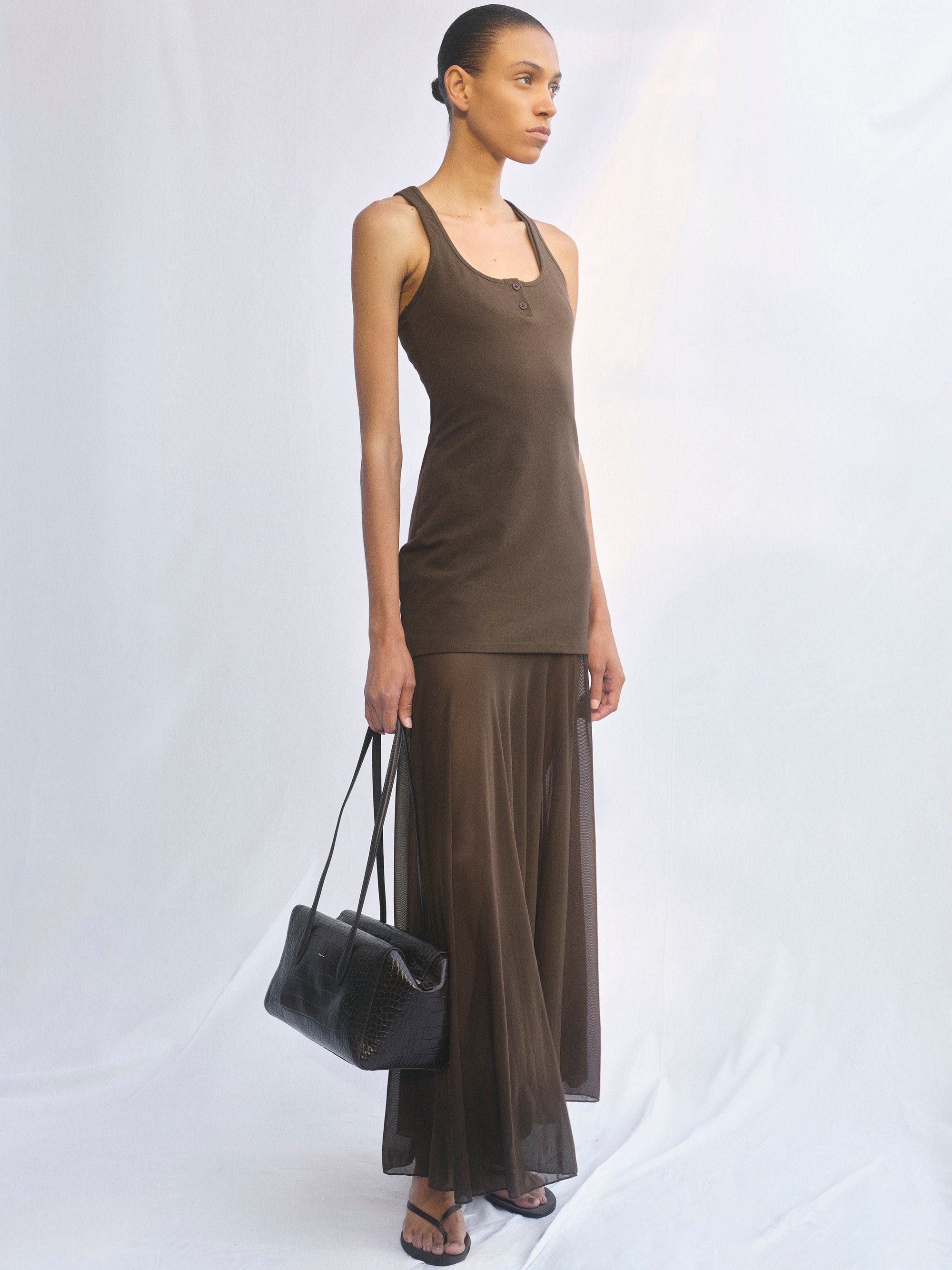 Layered Tank Dress, Brown