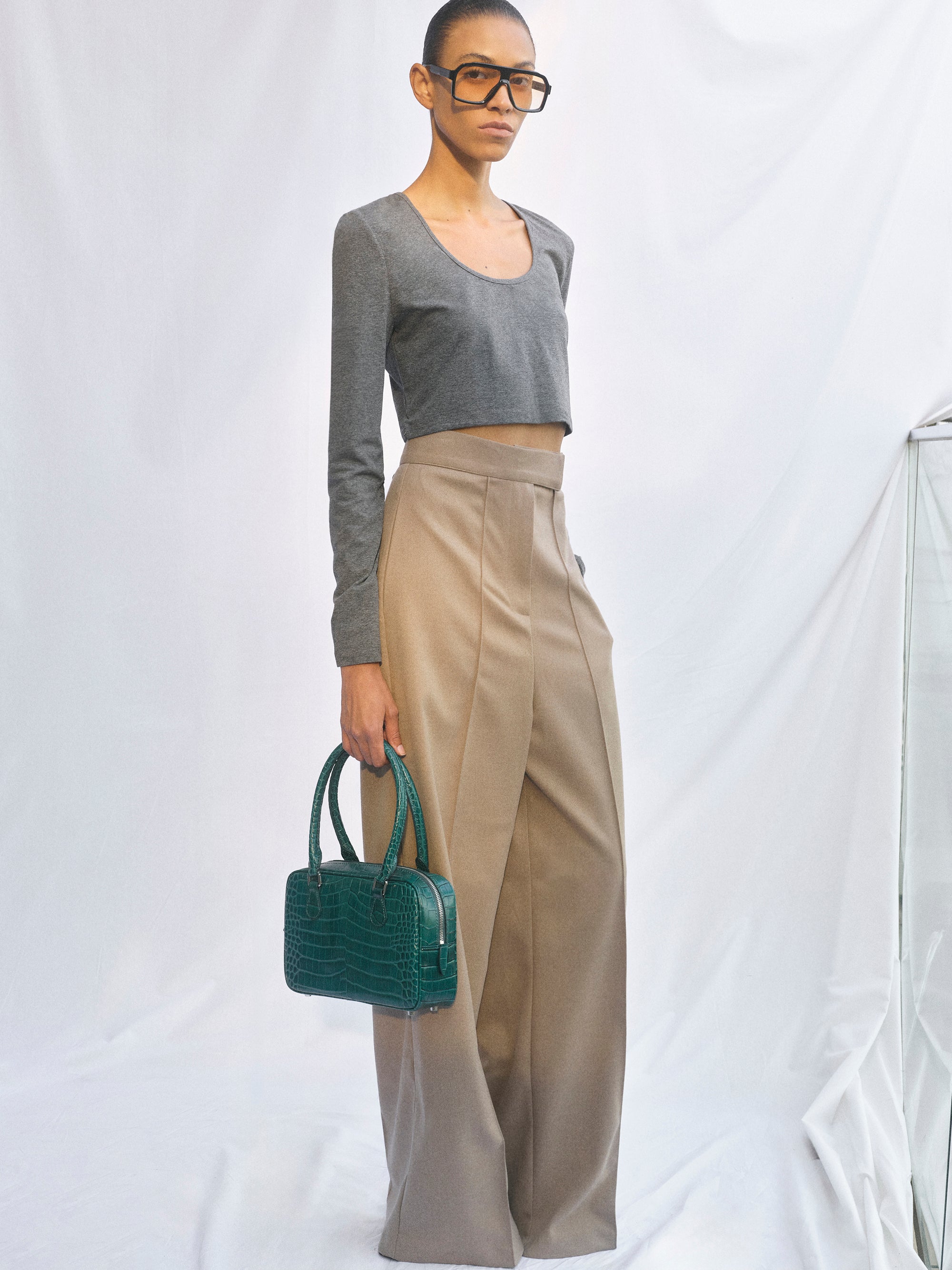 Cropped Modal Tee, Charcoal