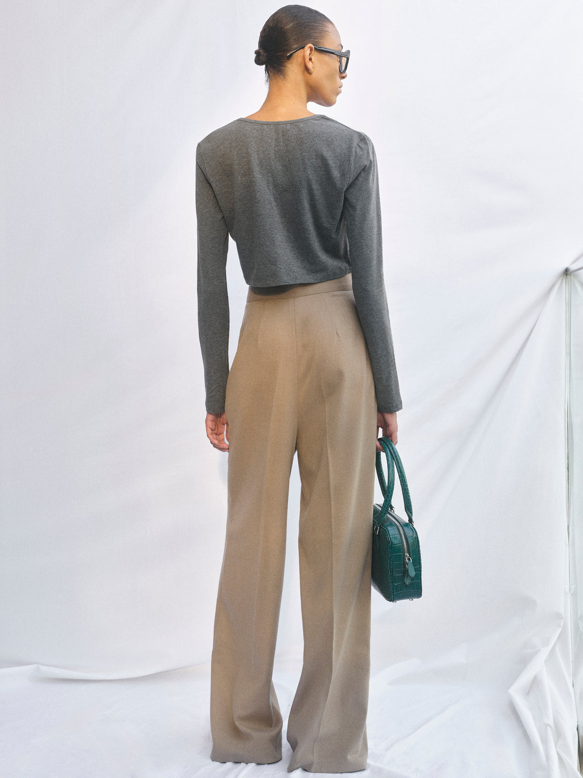 Selvan High Waist Creased Trousers, Mocha