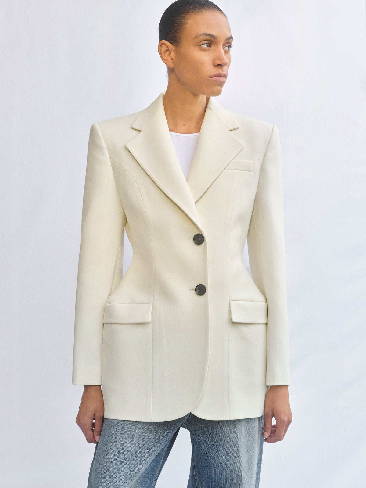 Poldo Hourglass Blazer, Cream