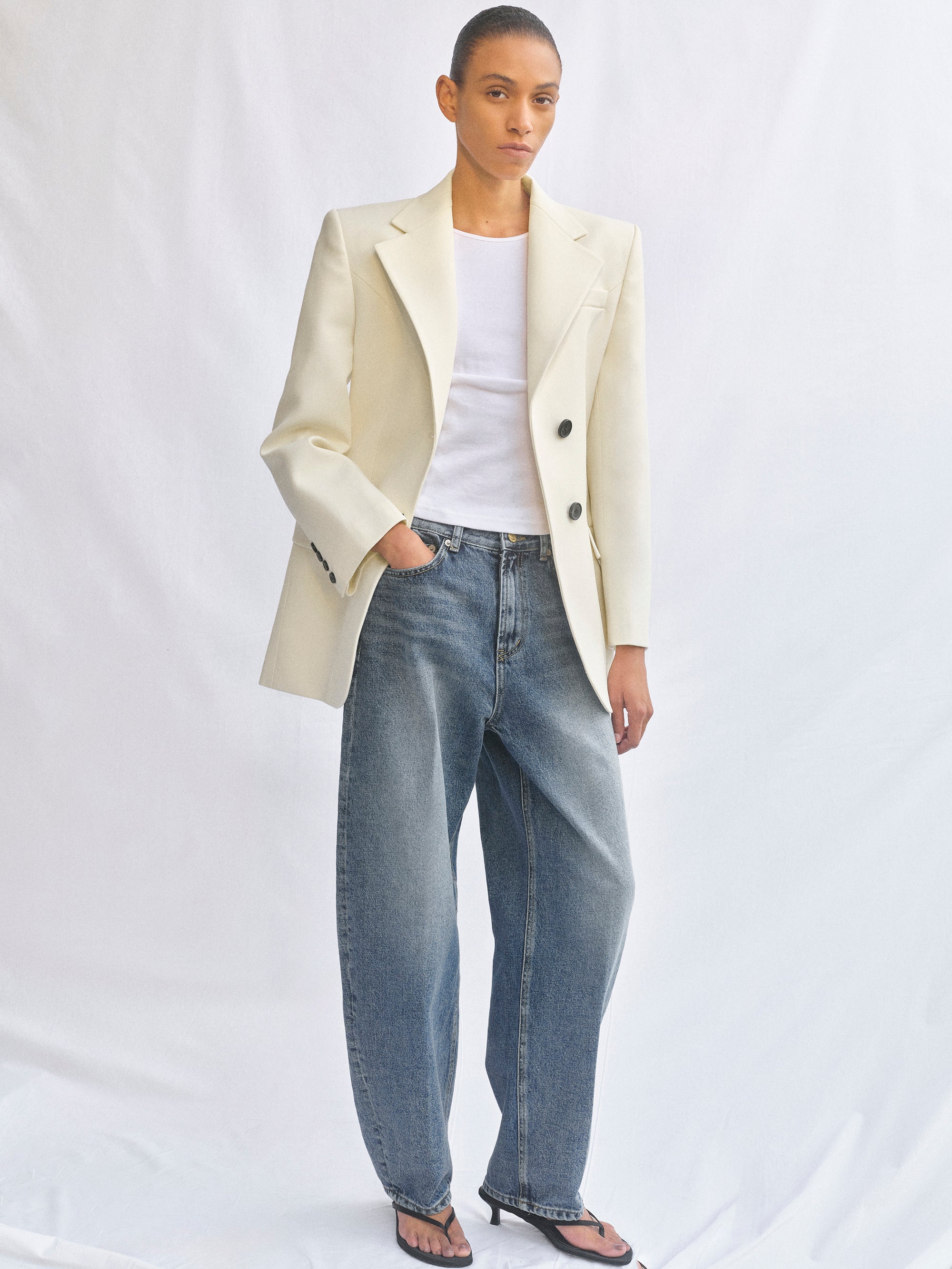 Tapered Barrel Jeans, Blue