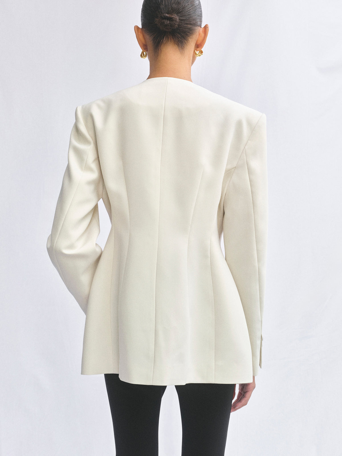 Siena Cinched Collarless Blazer, Ivory
