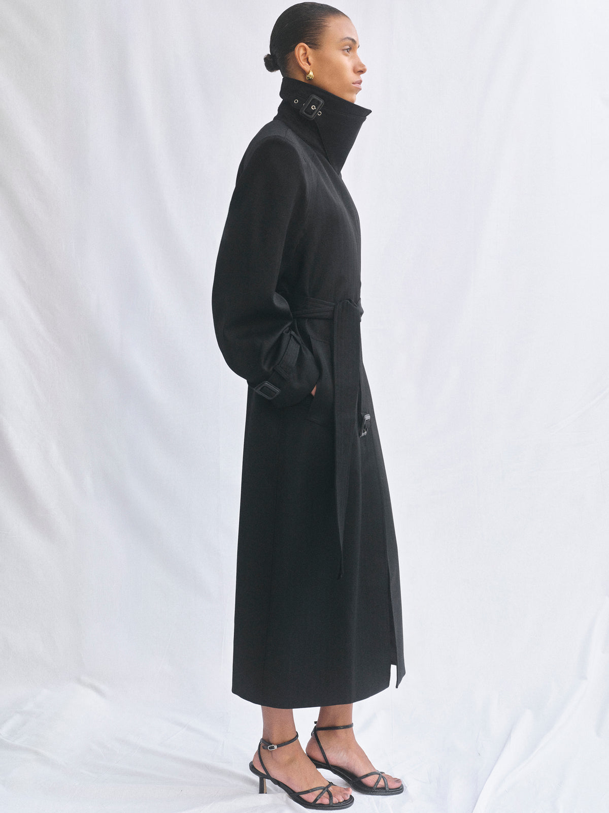 Rota Tailored Belted Overcoat, Black