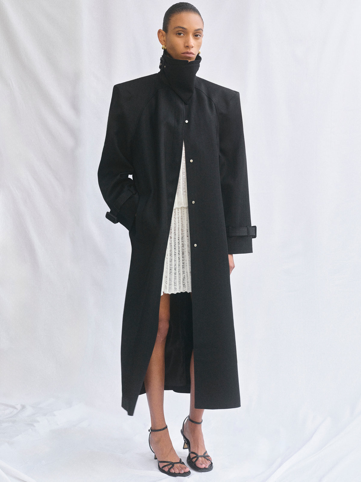 Rota Tailored Belted Overcoat, Black