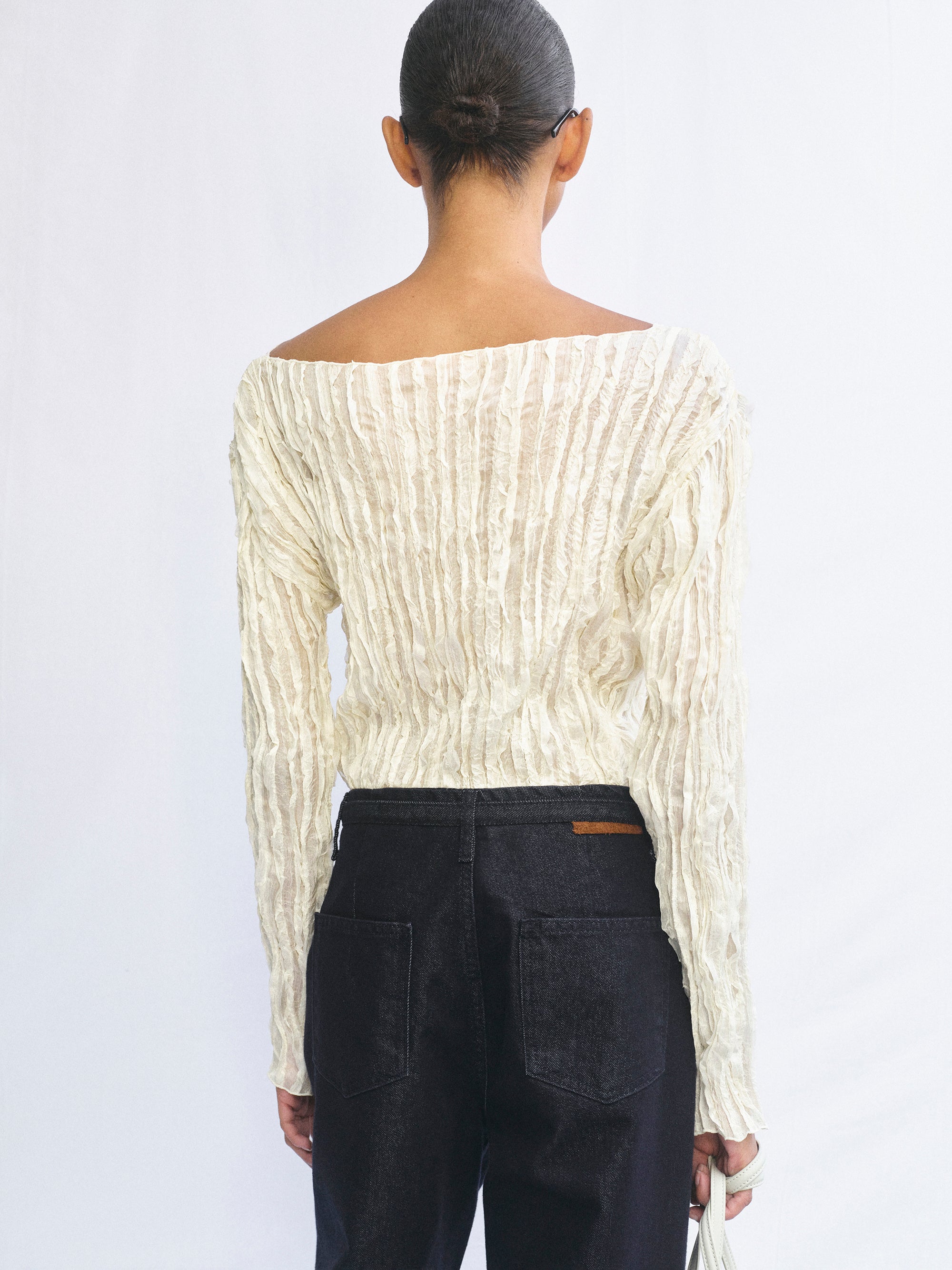 Ripple Voile Blouse, Cream