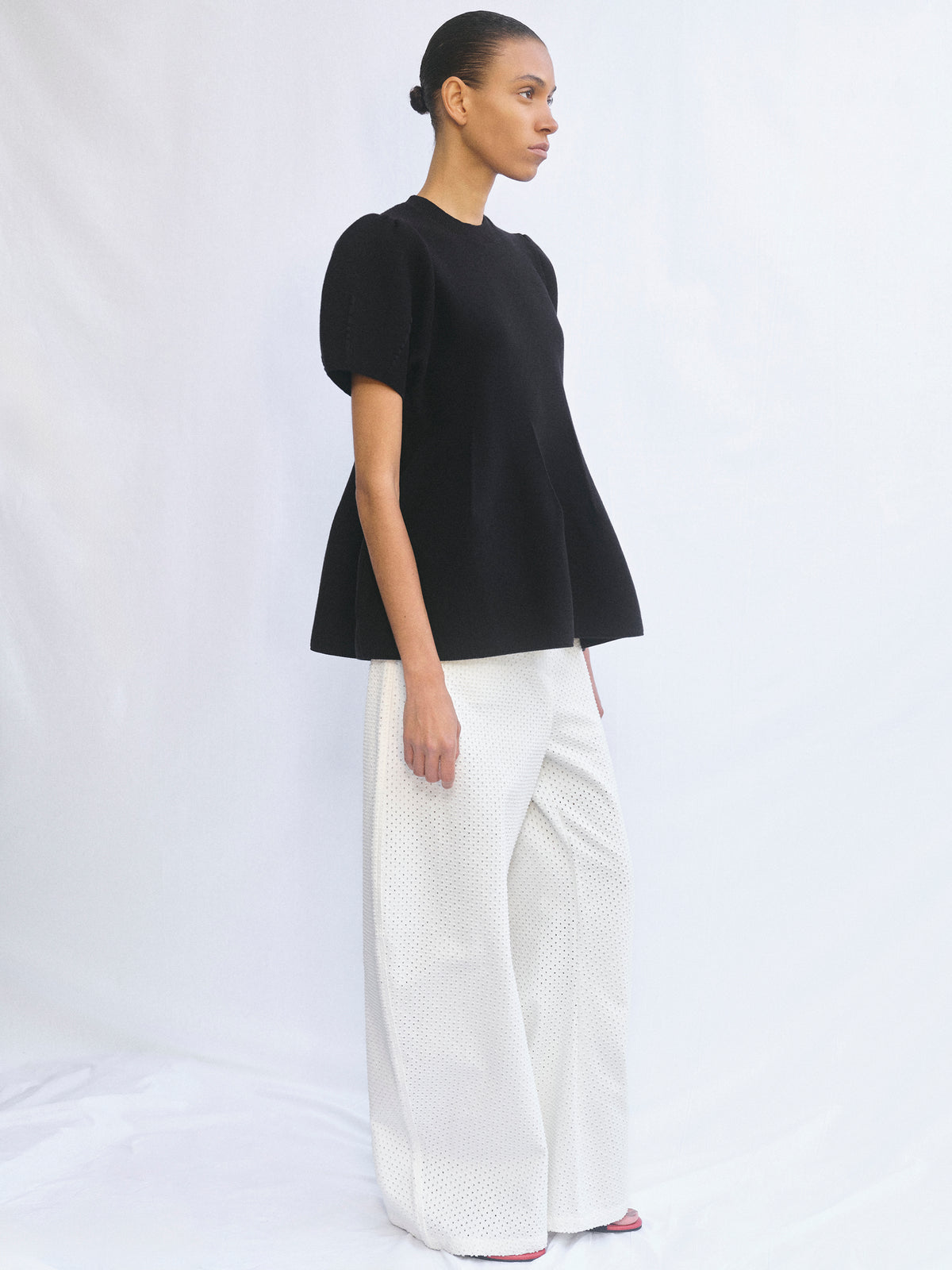 Givston Puff Sleeve Tulip Top, Black
