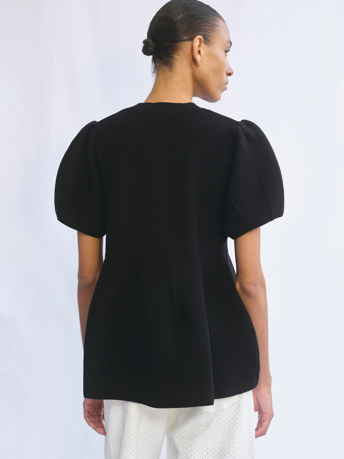 Givston Puff Sleeve Tulip Top, Black