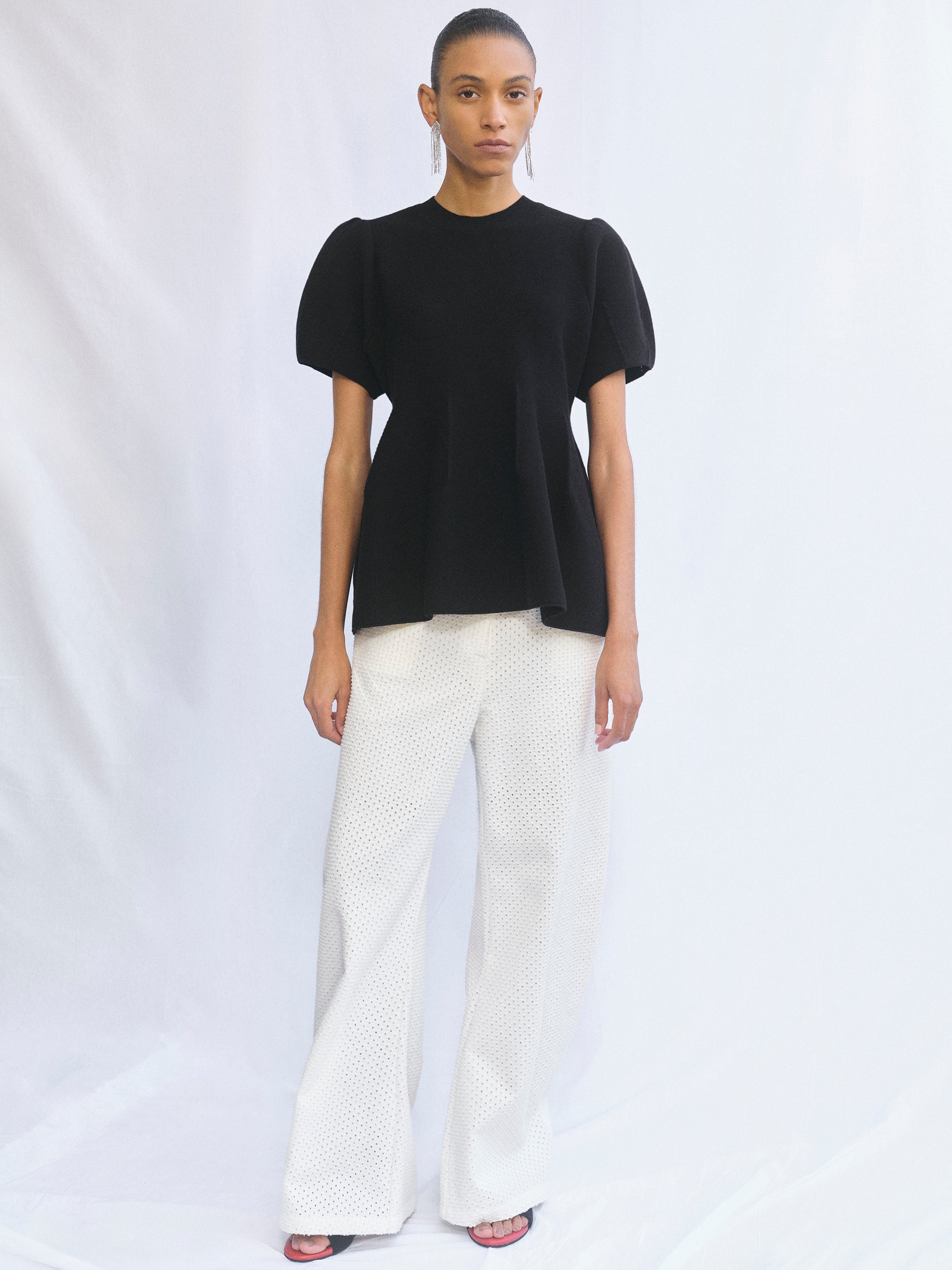Givston Puff Sleeve Tulip Top, Black