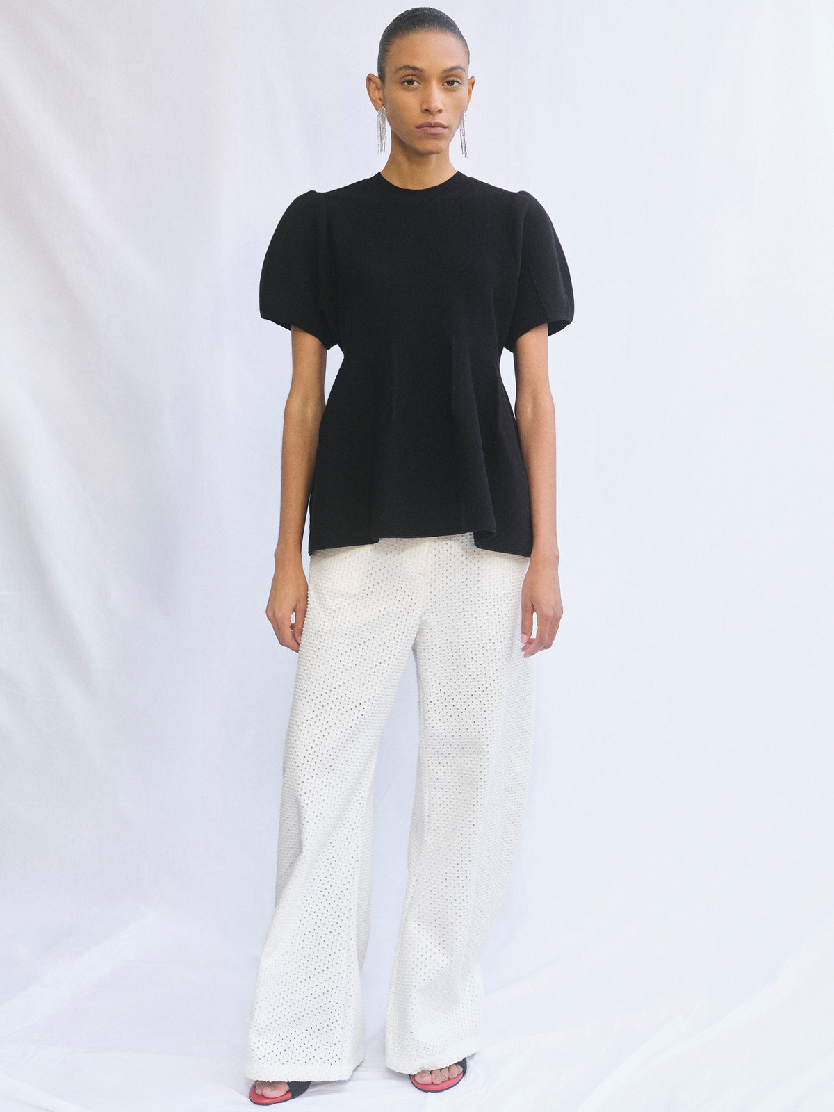 Givston Puff Sleeve Tulip Top, Black