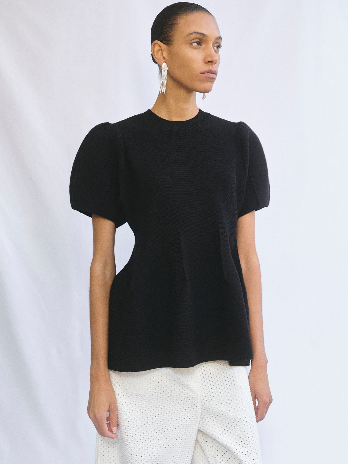 Givston Puff Sleeve Tulip Top, Black