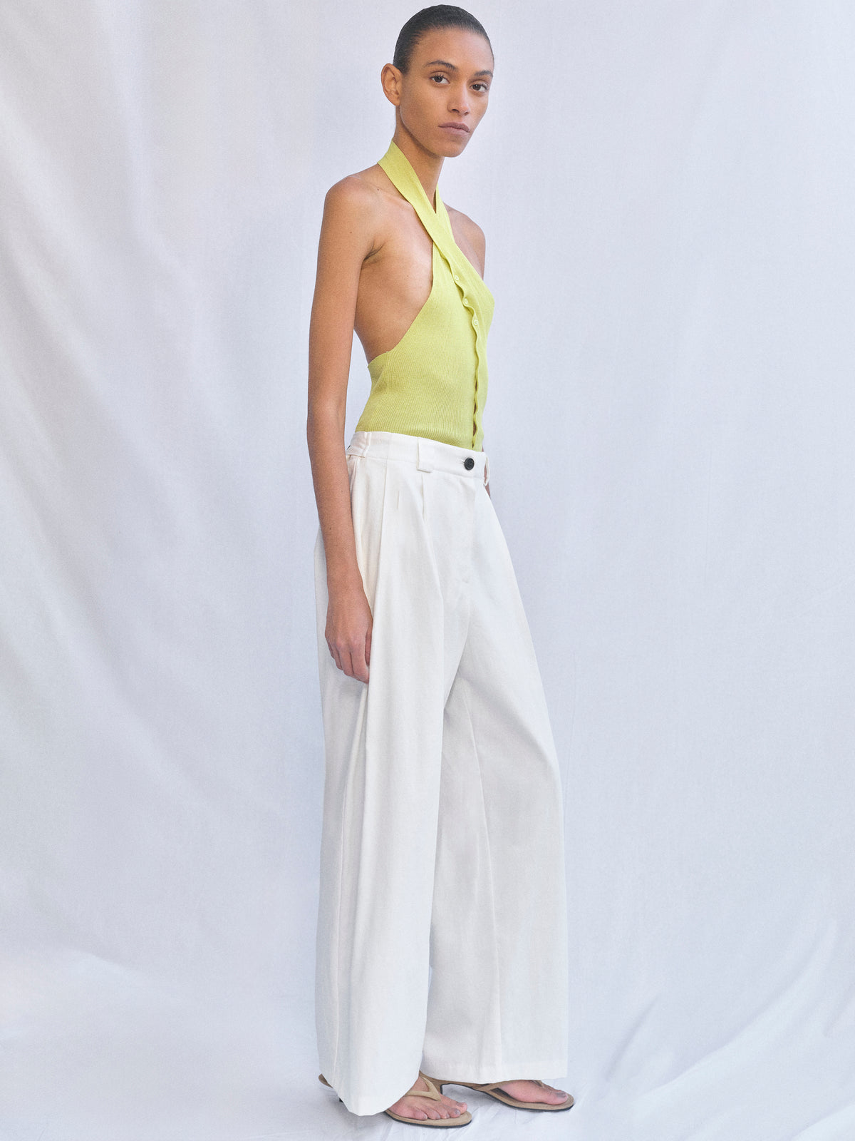 Elvana Pleated Pants, White