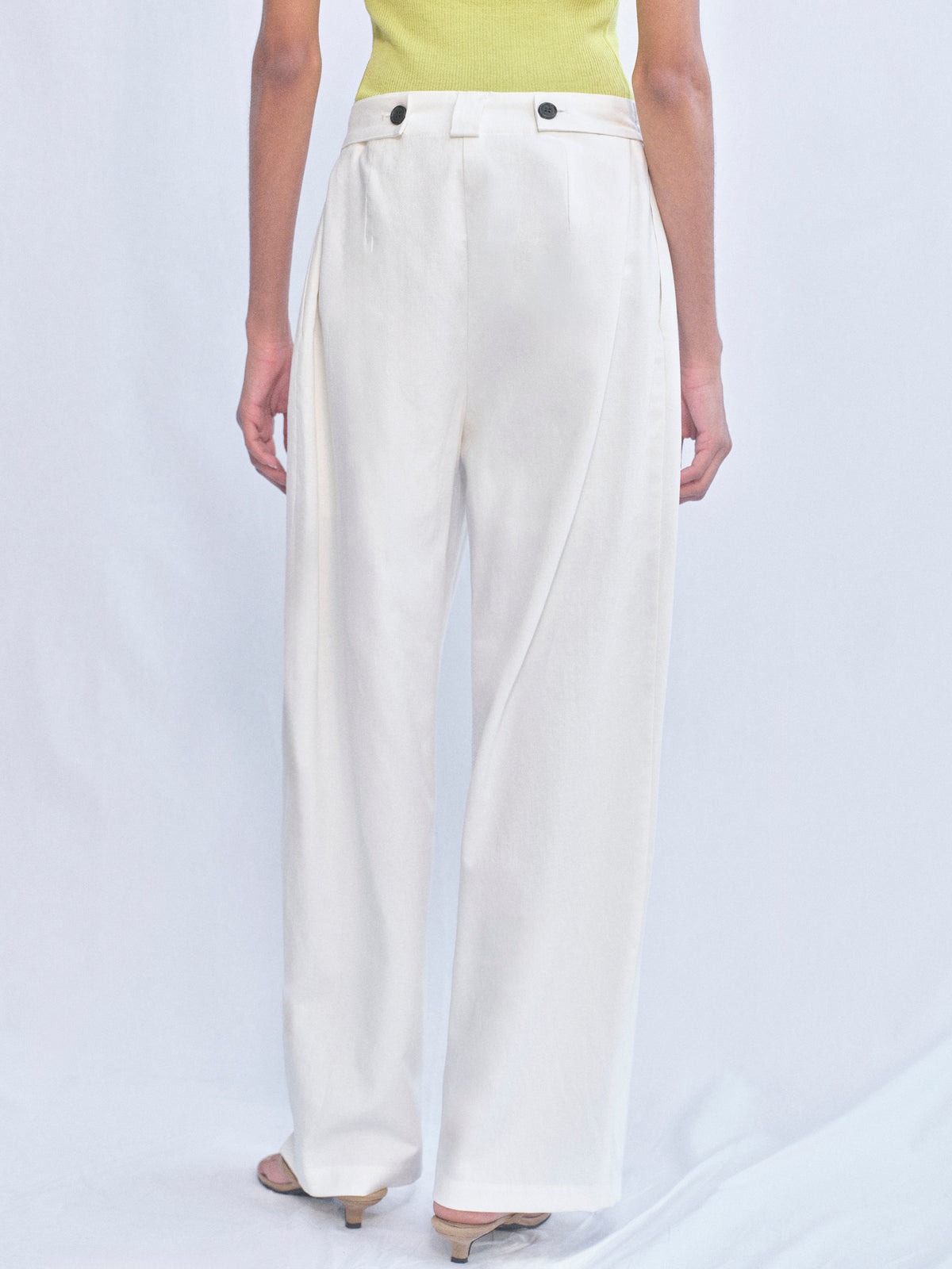 Elvana Pleated Pants, White