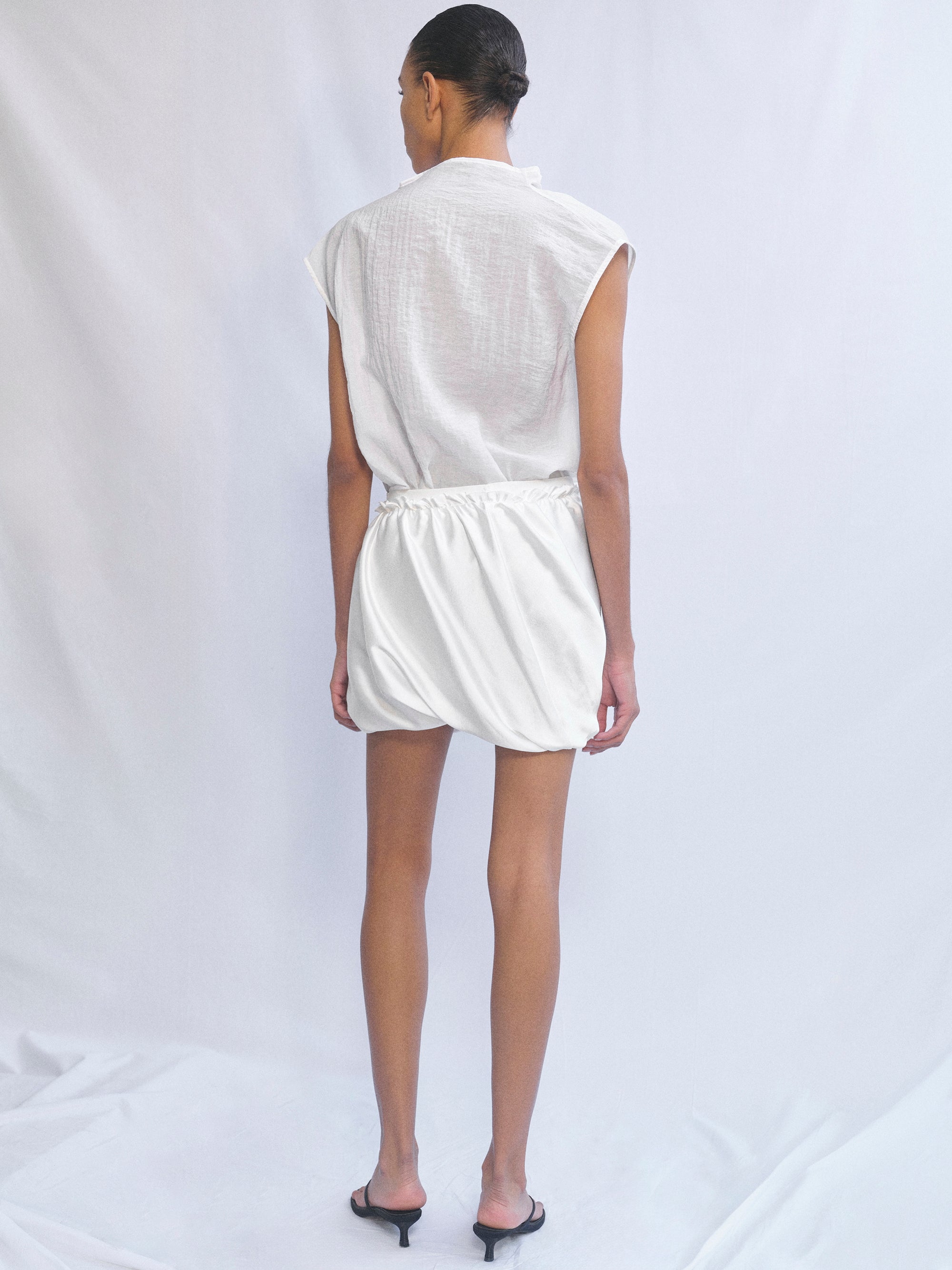 Ruched Puffball Shorts, Ivory