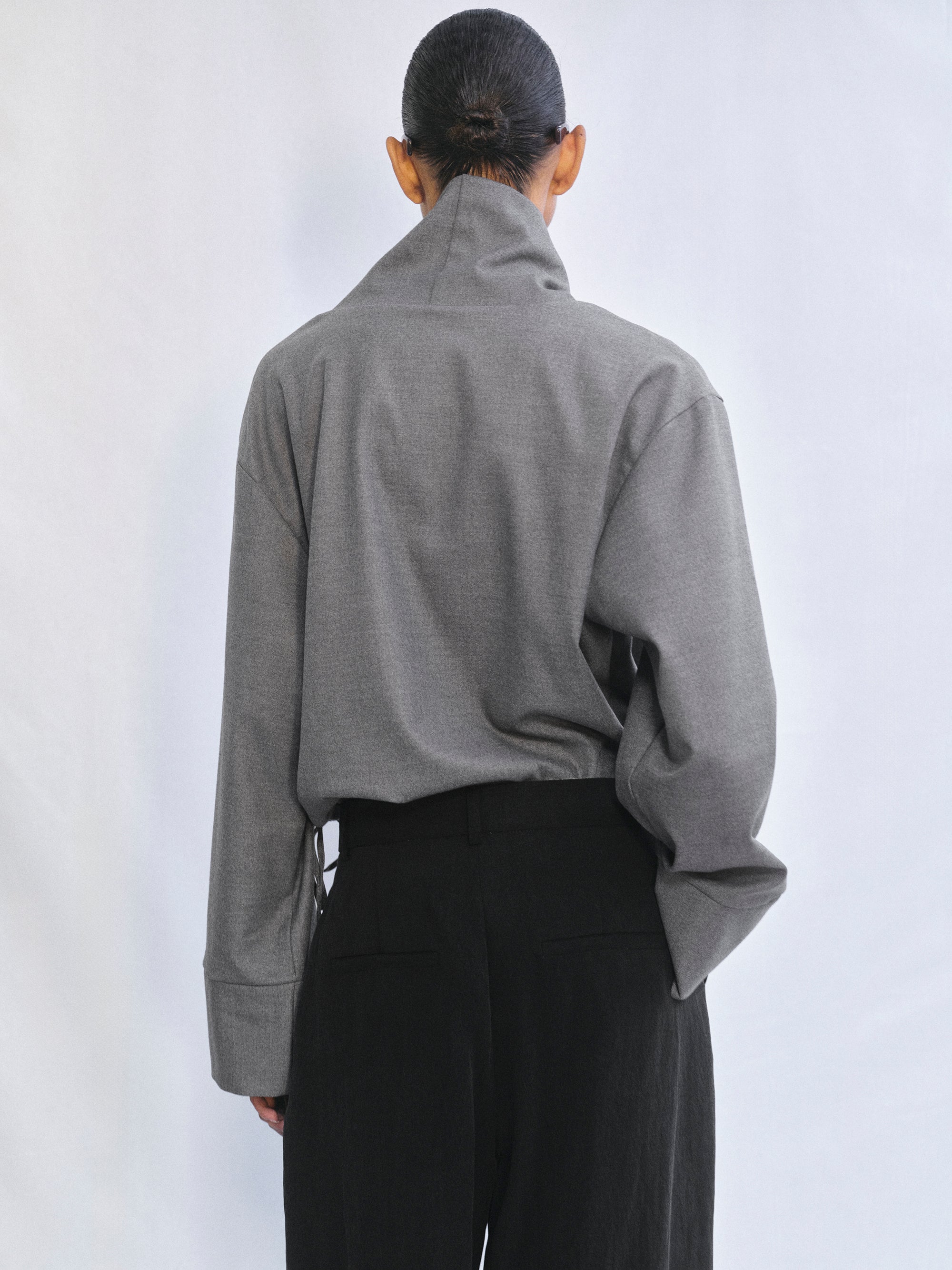 High-Neck Blouse, Grey