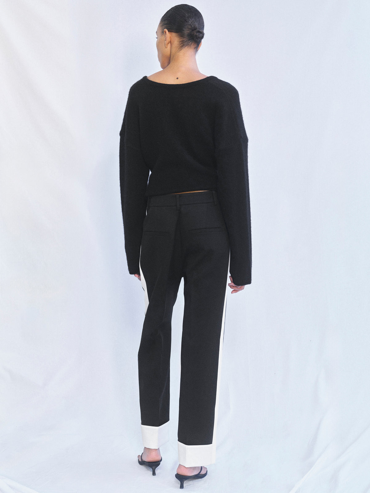 Linda Colorblock Cuffed Trousers, Black