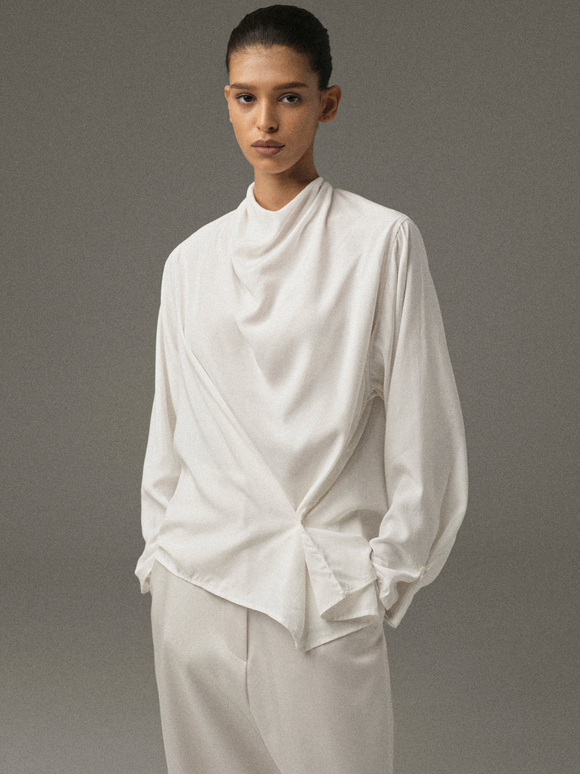Pisa Draped Blouse, White