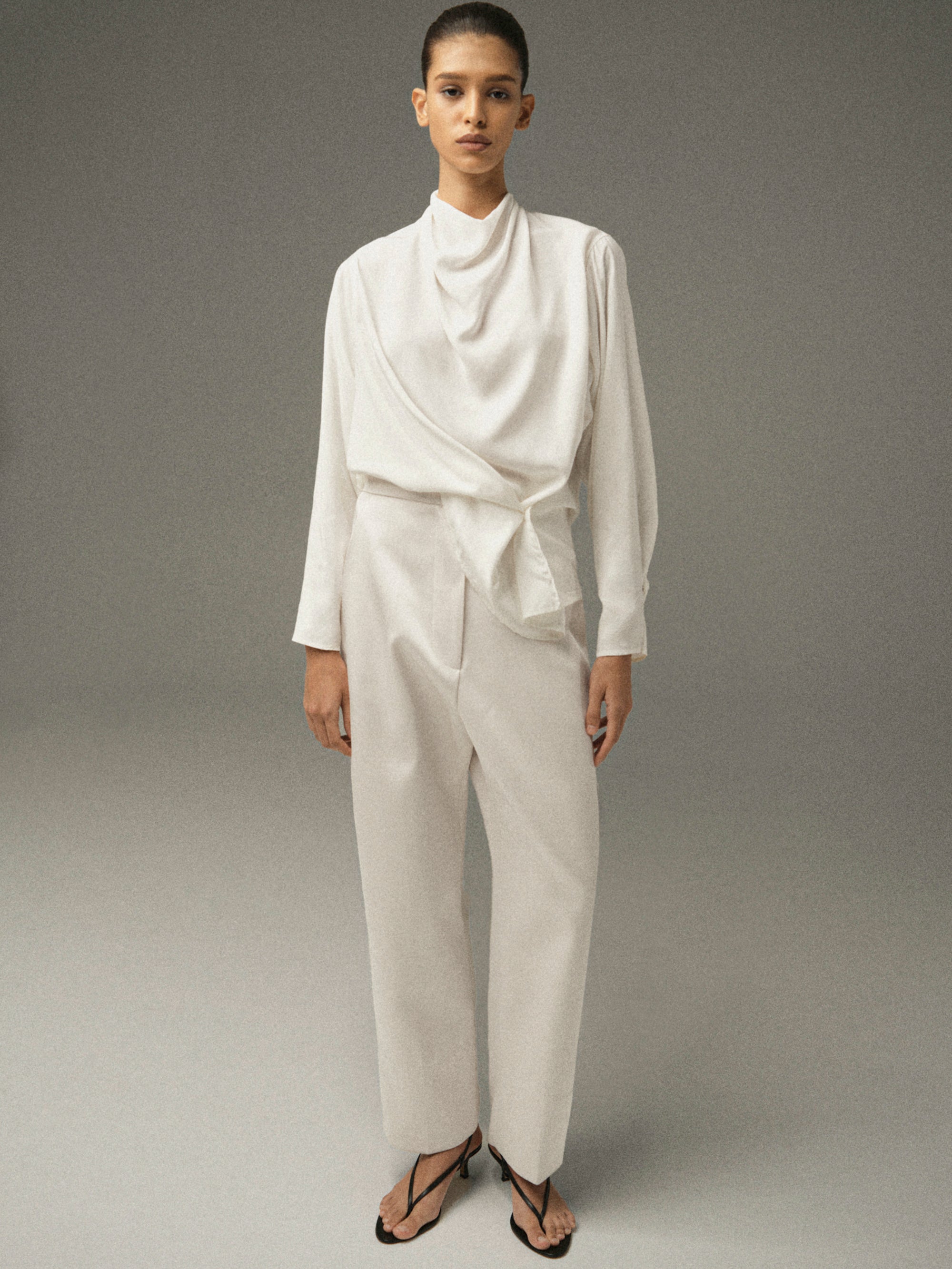 Ocelia Satin Tuxedo Trousers, White
