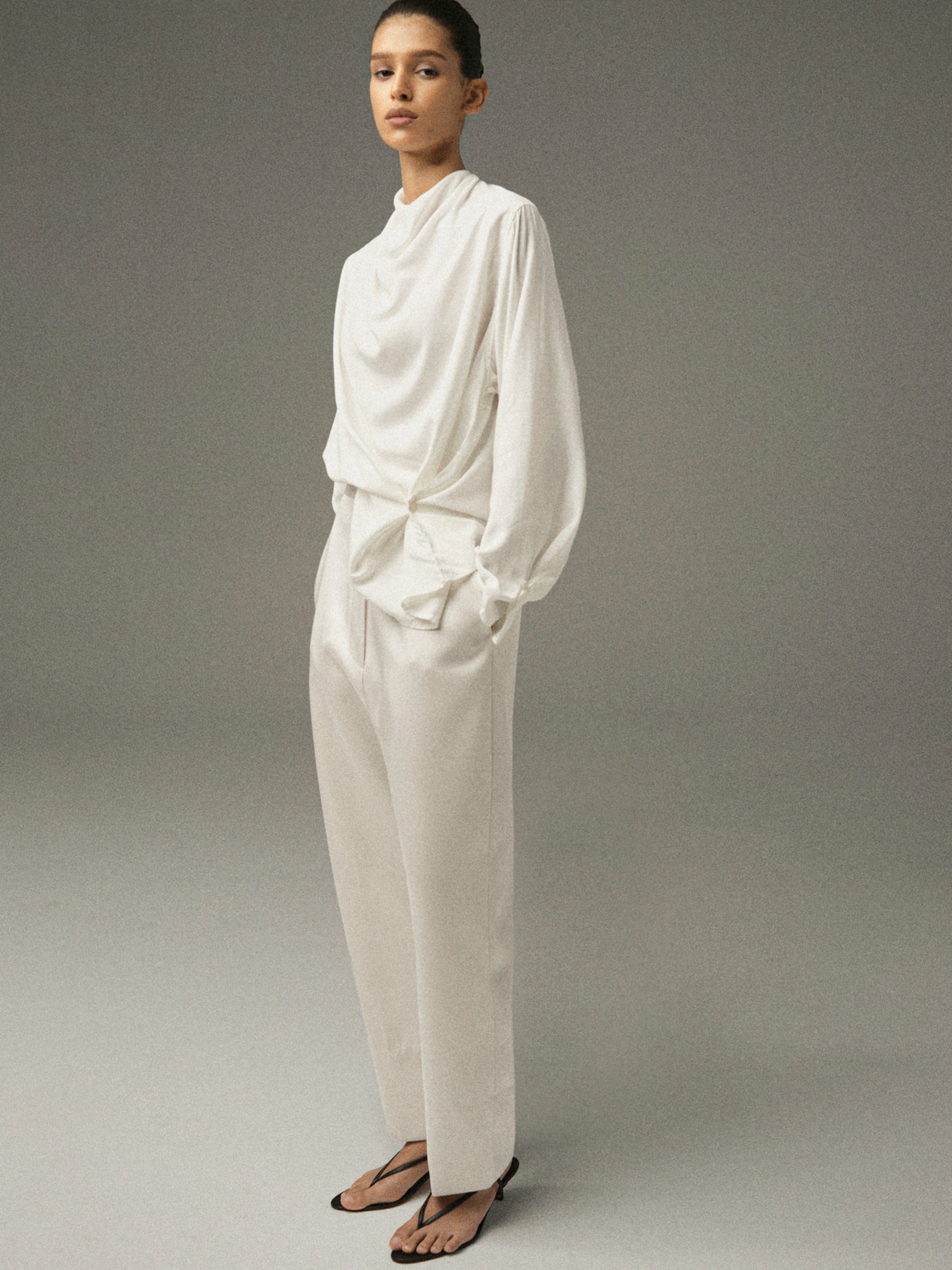 Ocelia Satin Tuxedo Trousers, White