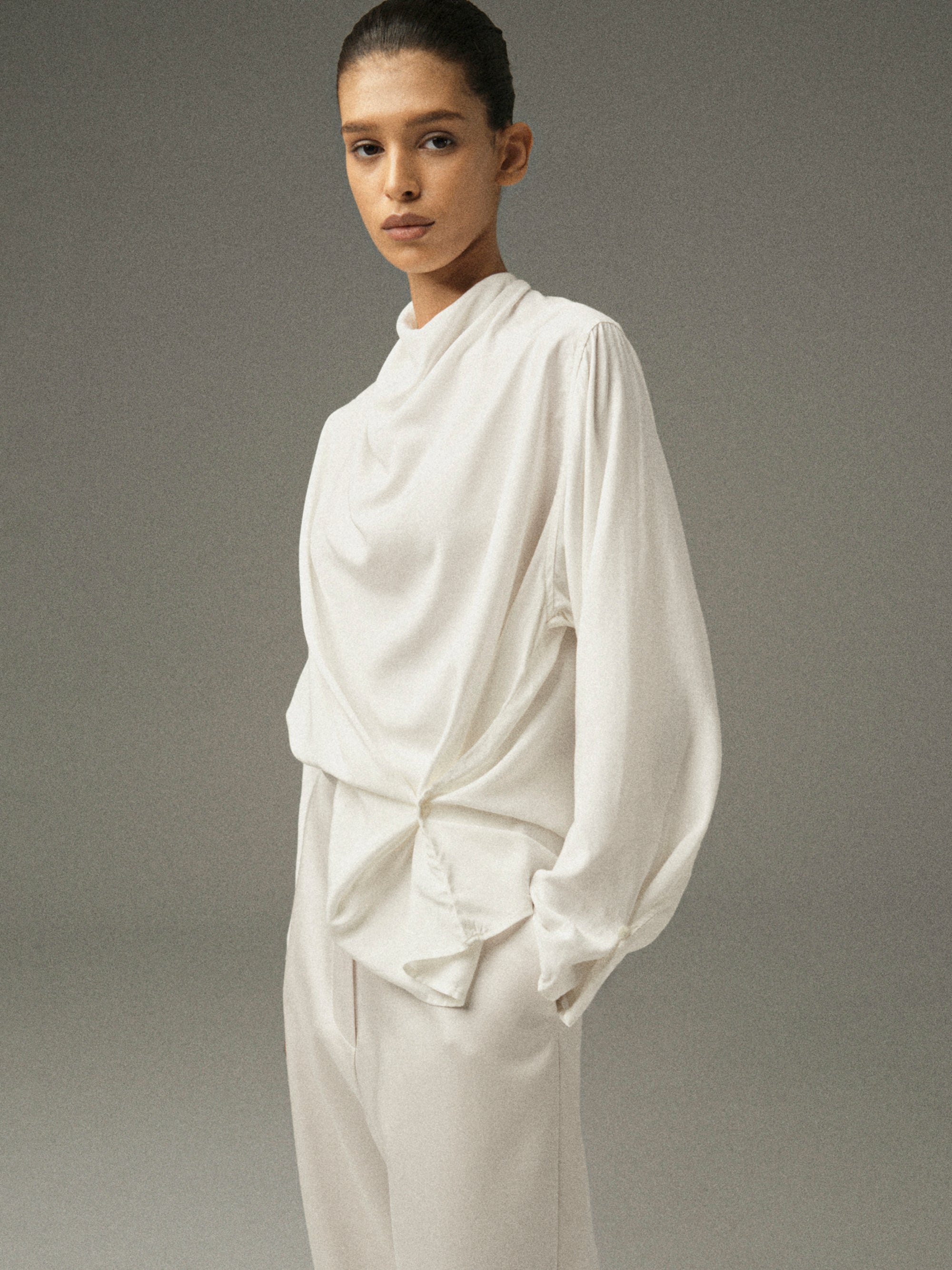 Pisa Draped Blouse, White