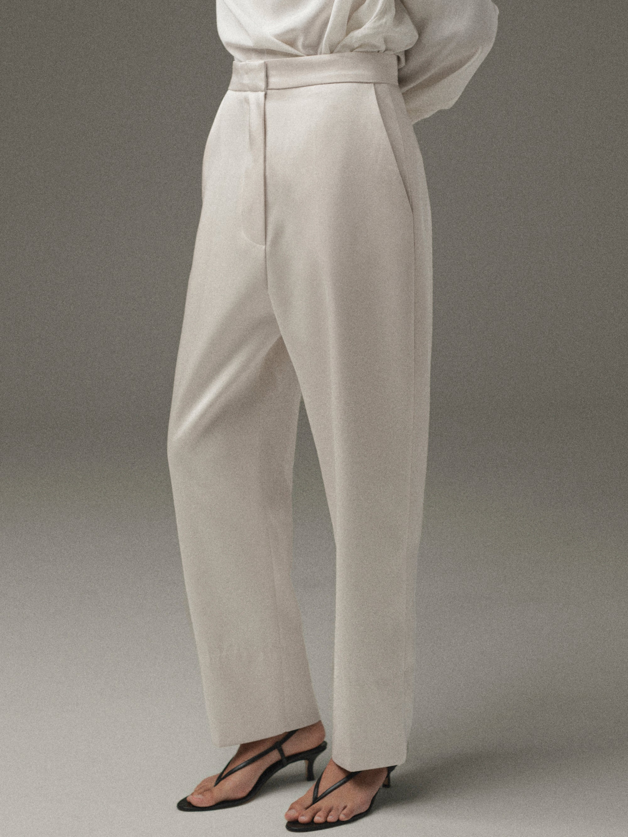 Ocelia Satin Tuxedo Trousers, White