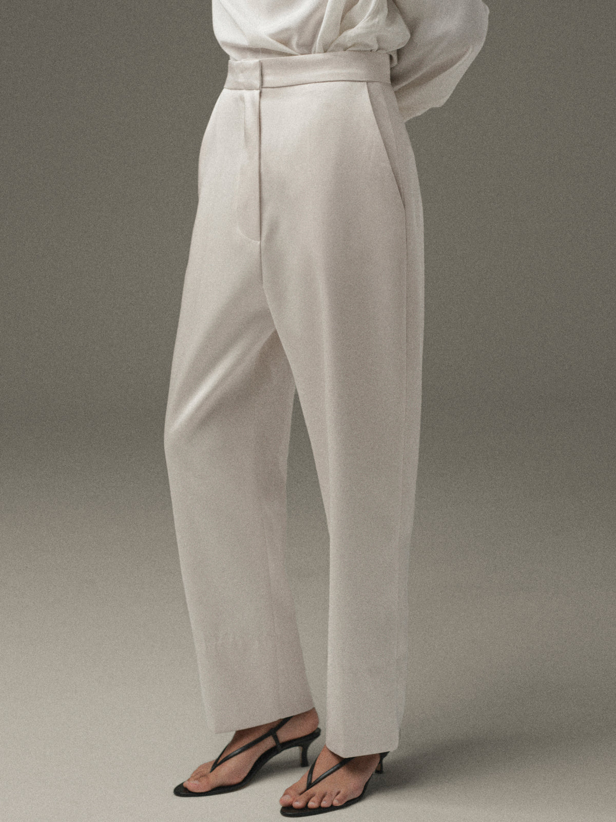 Ocelia Satin Tuxedo Trousers, White