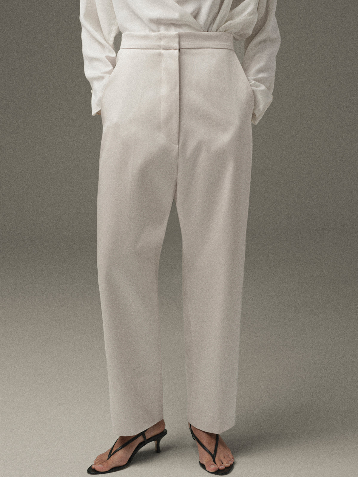 Ocelia Satin Tuxedo Trousers, White