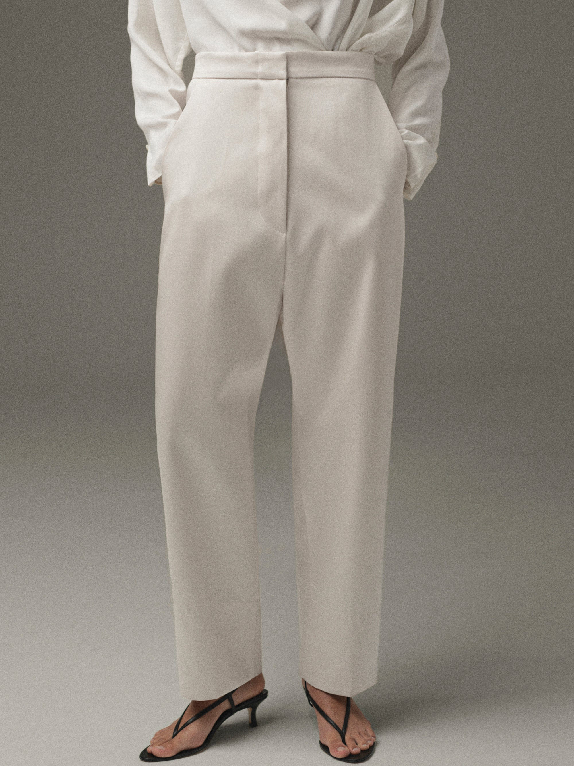 Ocelia Satin Tuxedo Trousers, White