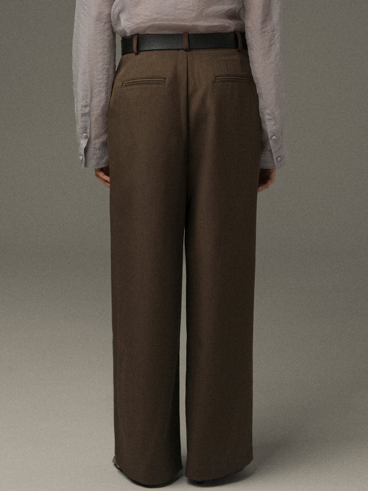 Matteo Belted Tuck Trousers, Brown