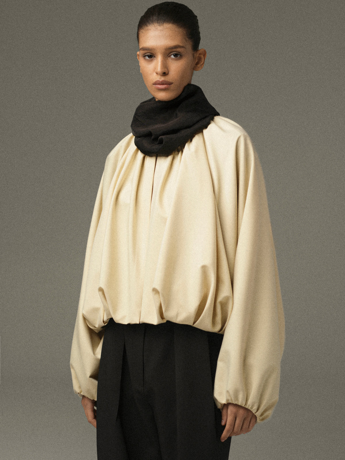 Velma Gathered Jacket, Beige
