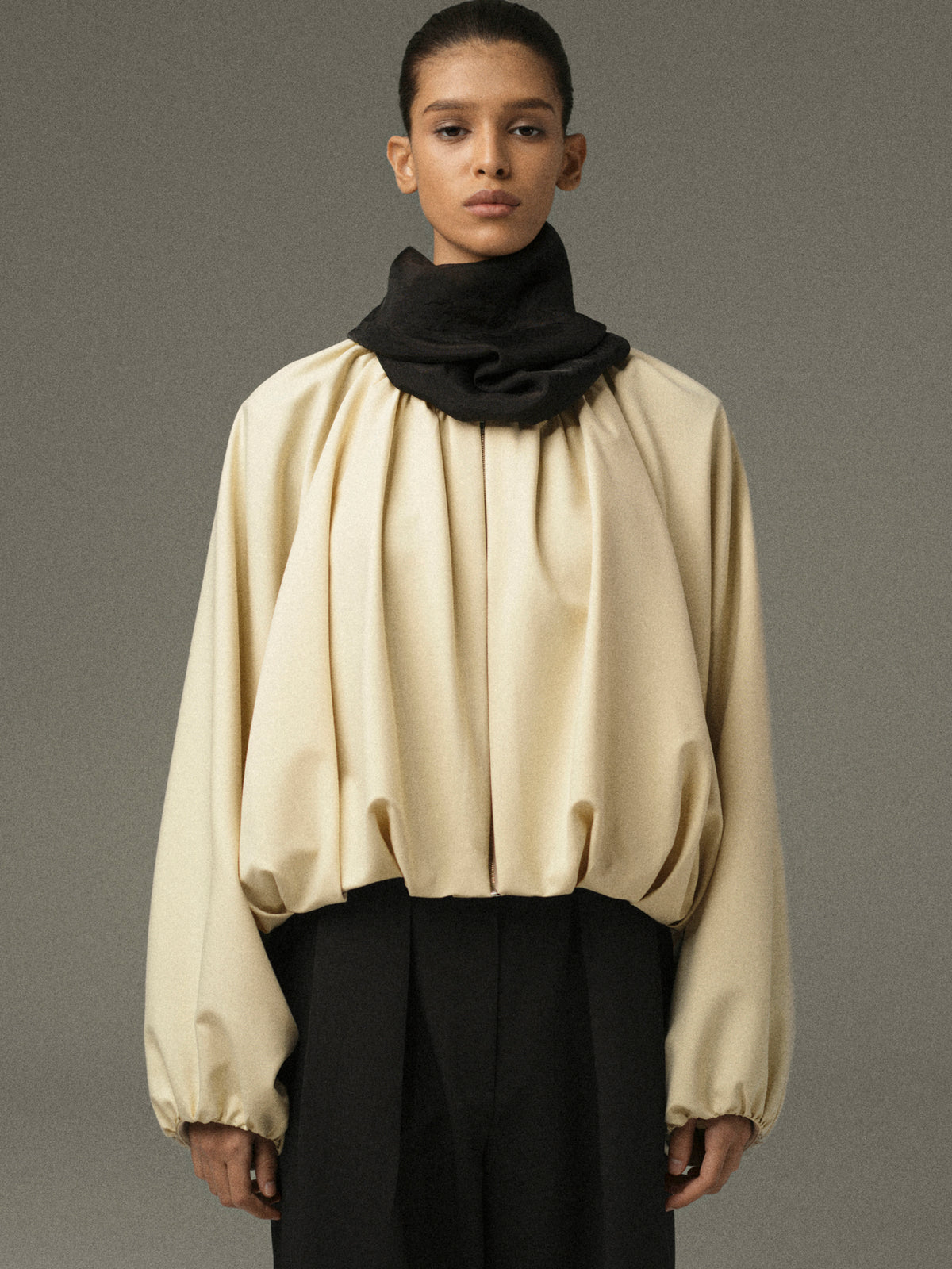 Velma Gathered Jacket, Beige