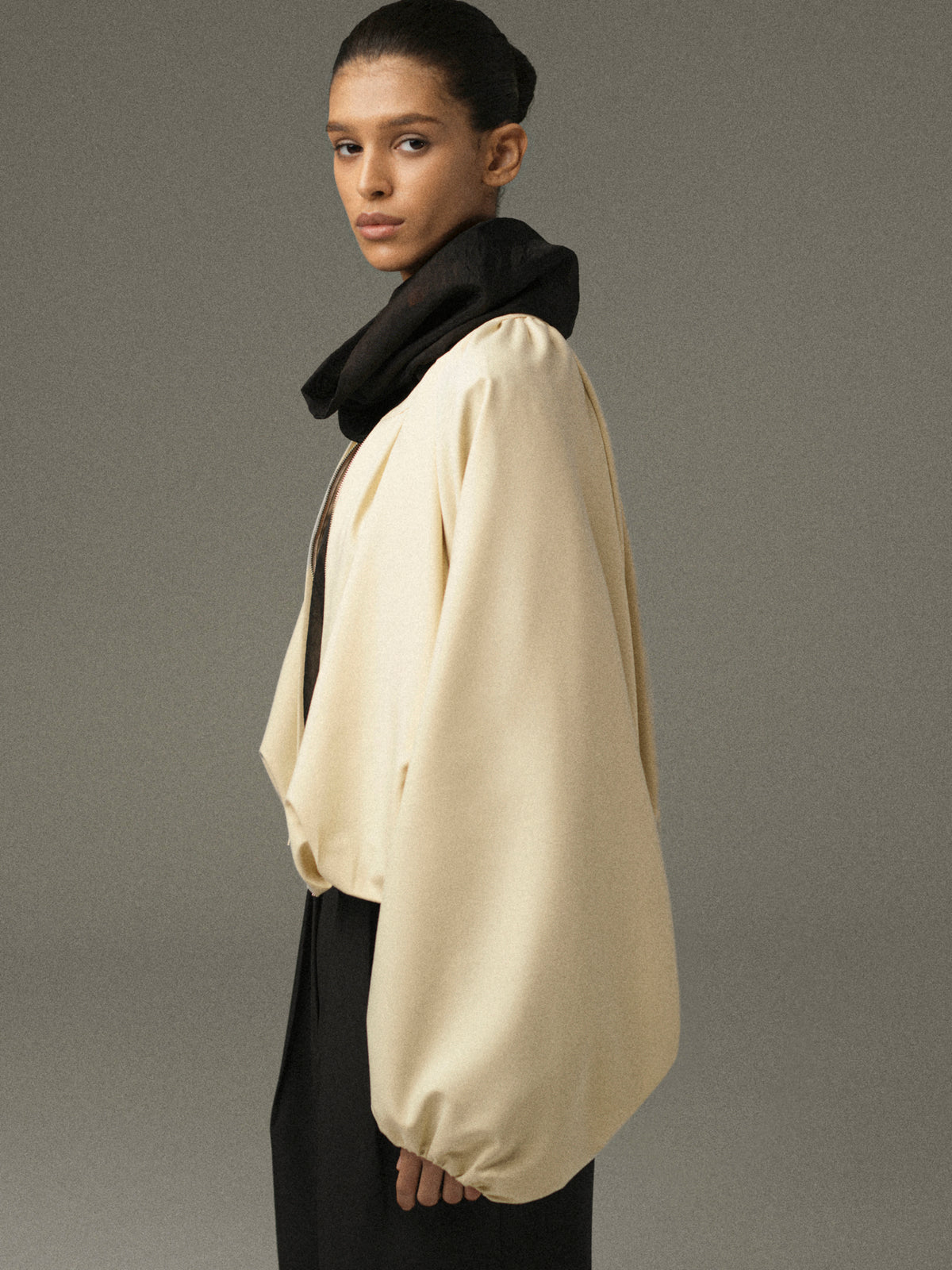 Velma Gathered Jacket, Beige