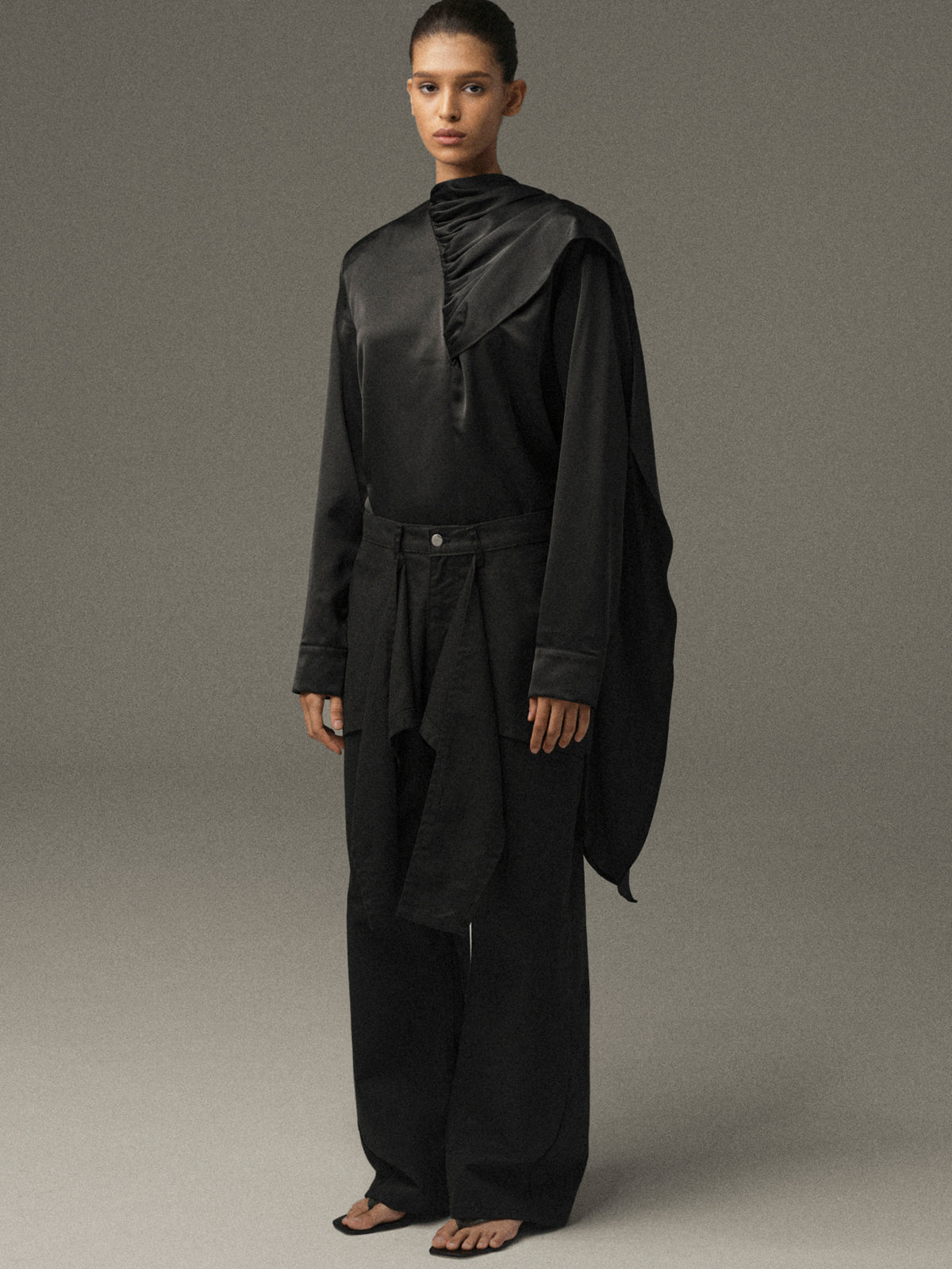 Pleno Wrap Panel Jeans, Black