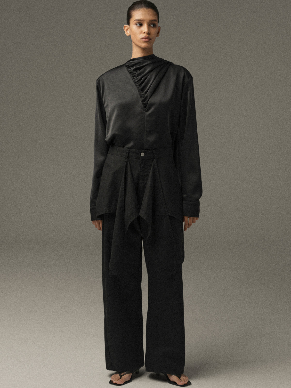 Pleno Wrap Panel Jeans, Black