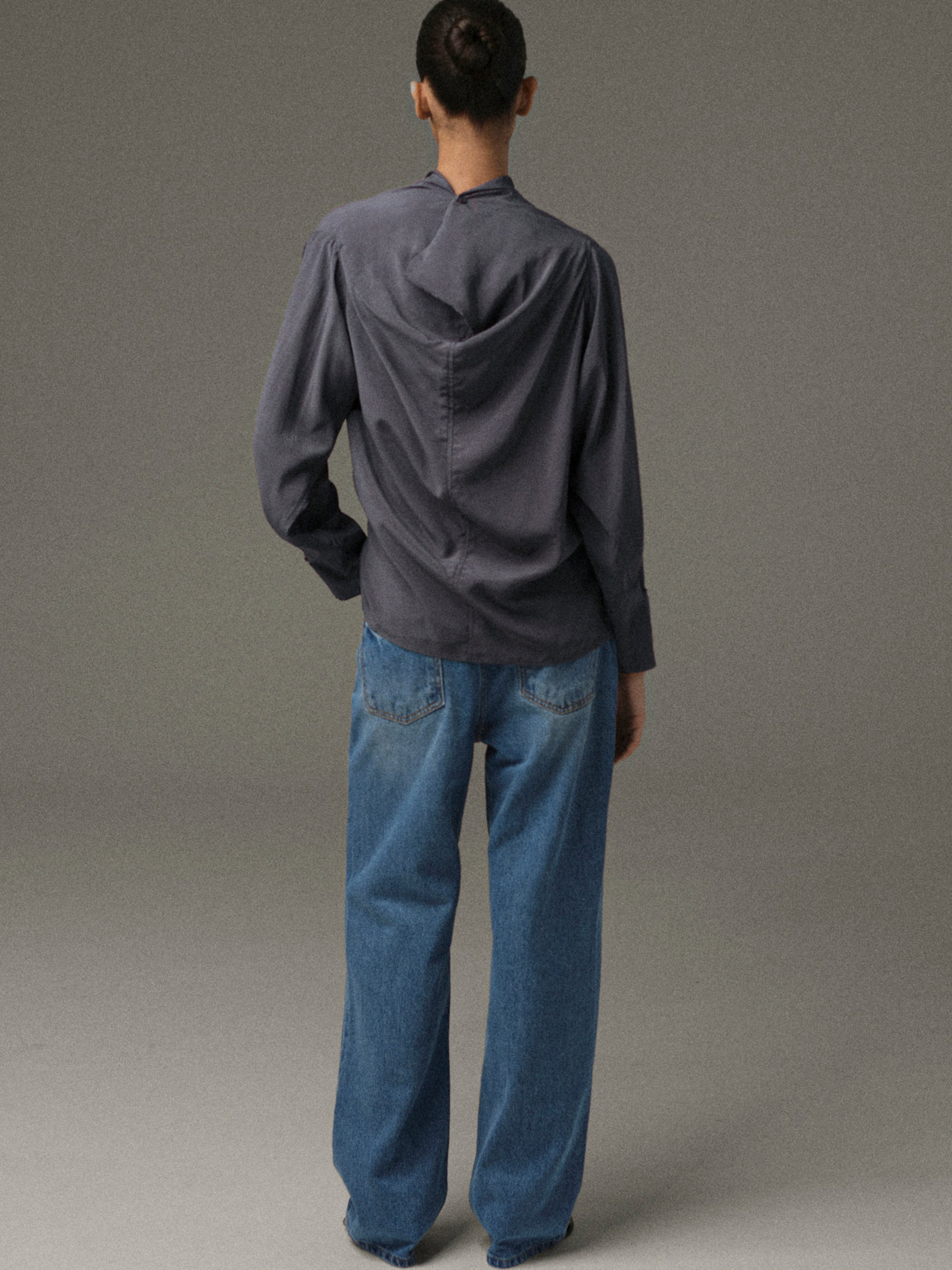 Pisa Draped Blouse, Charcoal
