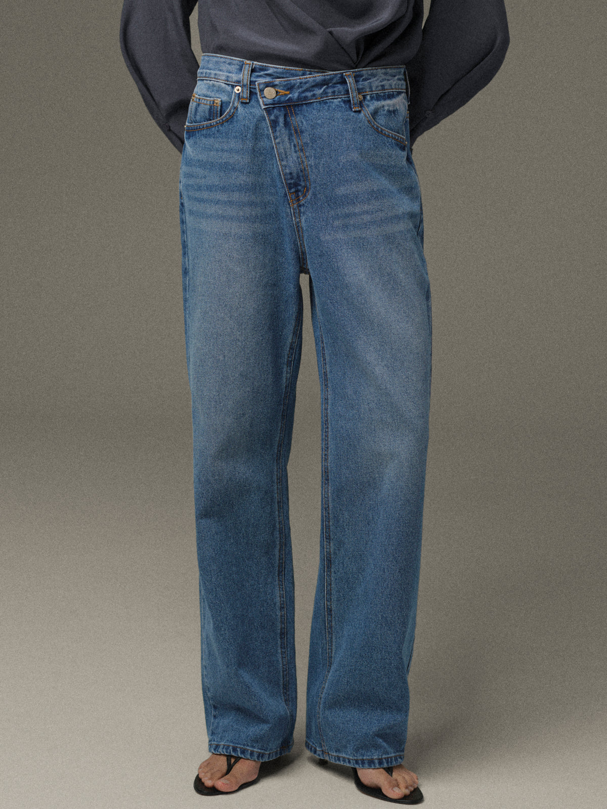 Sligo Offset-Waist Jeans, Blue