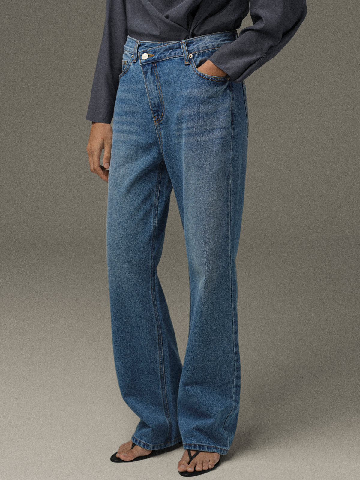 Sligo Offset-Waist Jeans, Blue