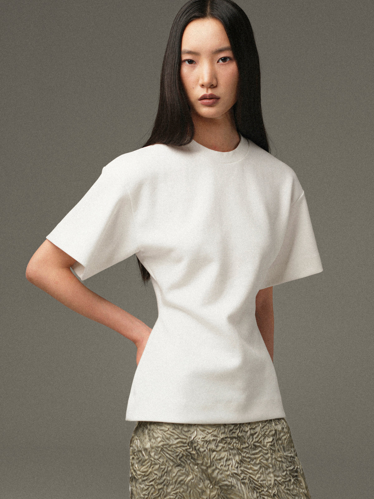 Amila Cinched T-Shirt, White