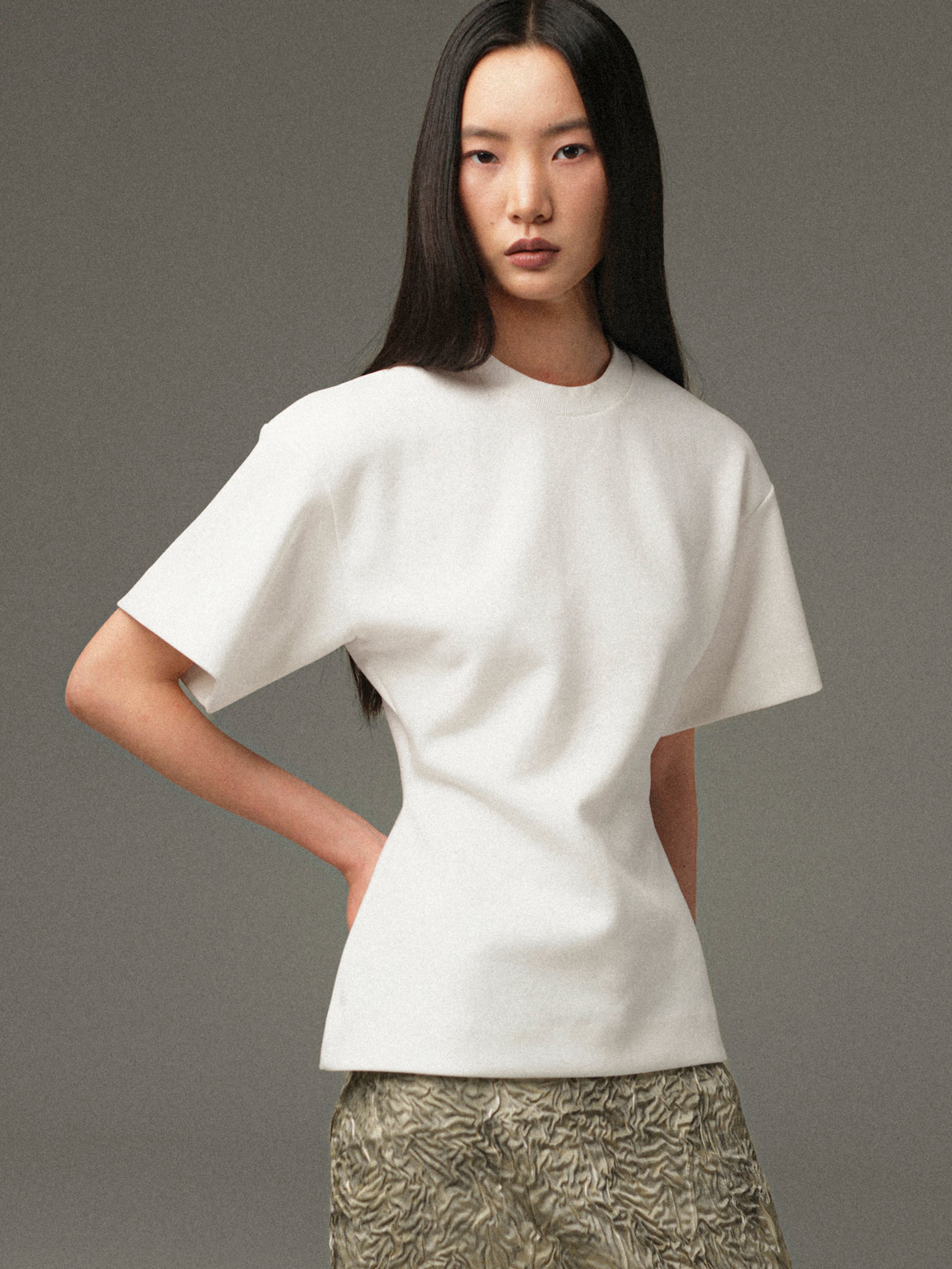 Amila Cinched T-Shirt, White