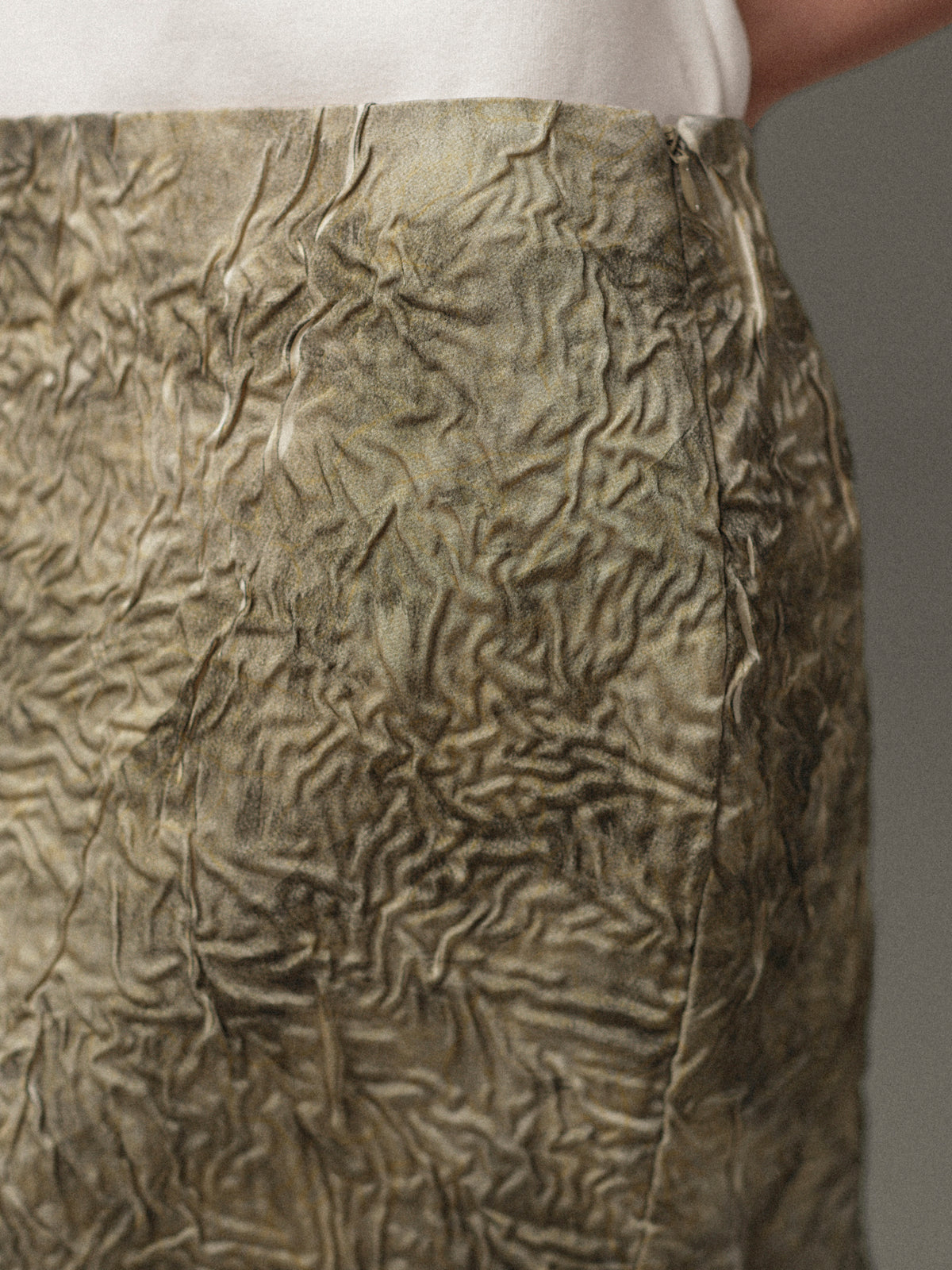Dalia Crushed-Effect Skirt, Beige