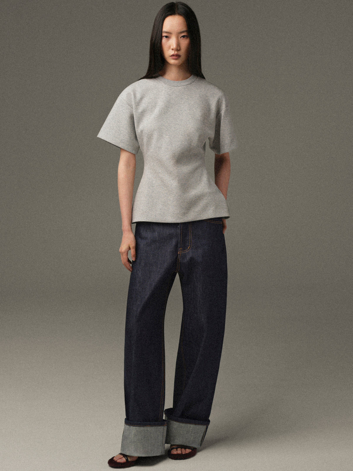 Amila Cinched T-Shirt, Grey