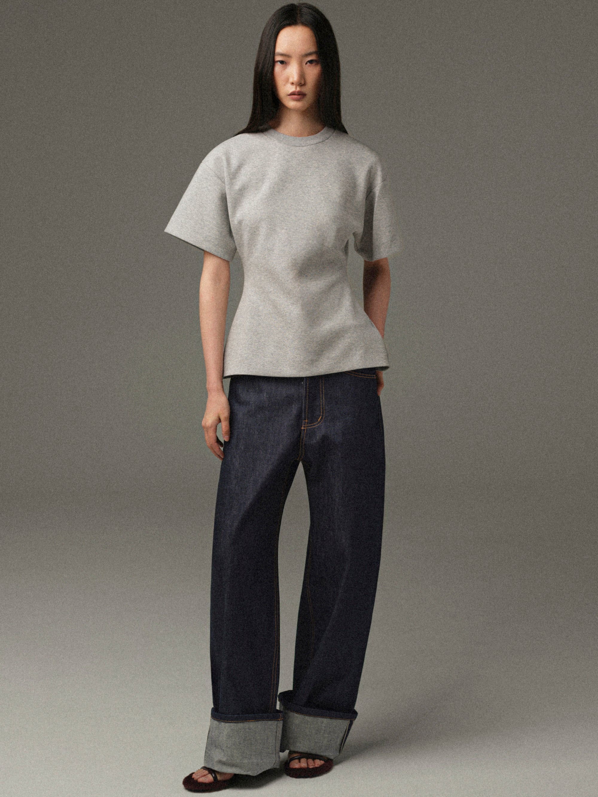 Amila Cinched T-Shirt, Grey