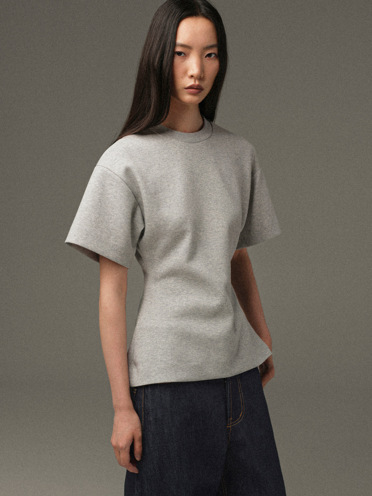 Amila Cinched T-Shirt, Grey