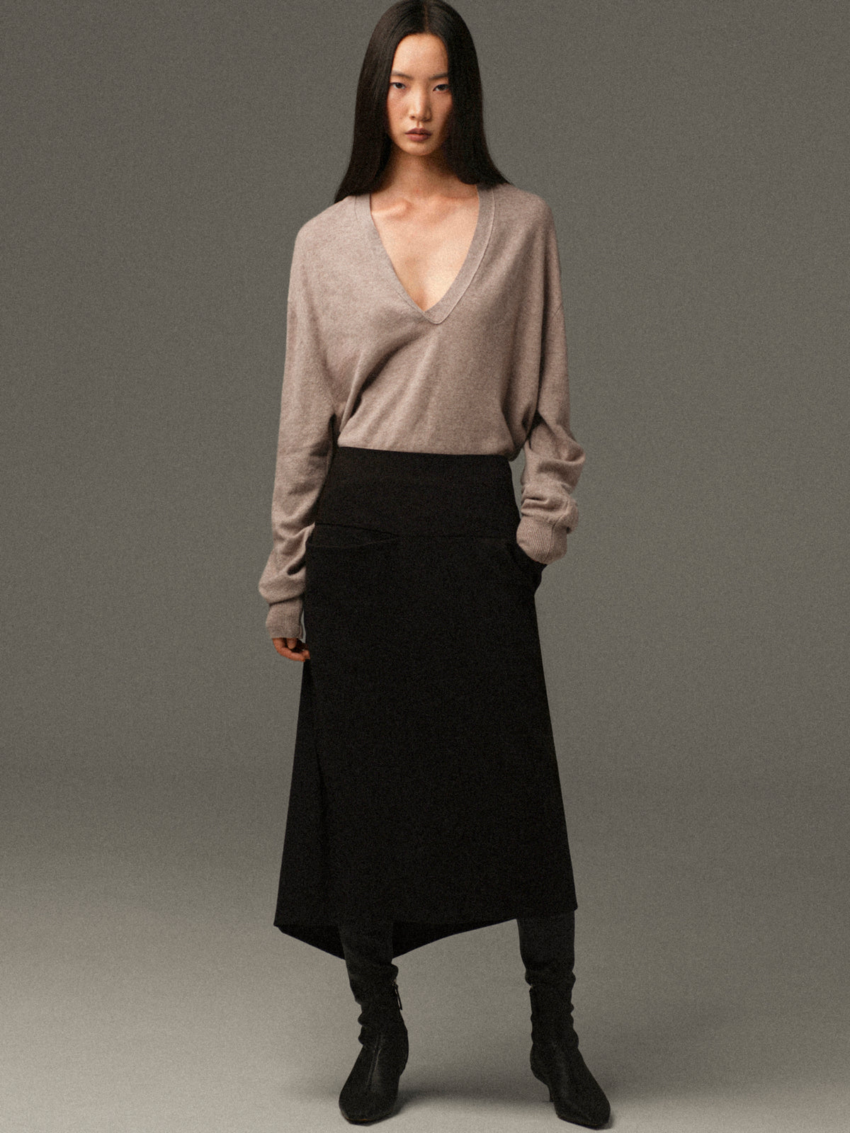 Byrone Half Twist Sweater, Beige