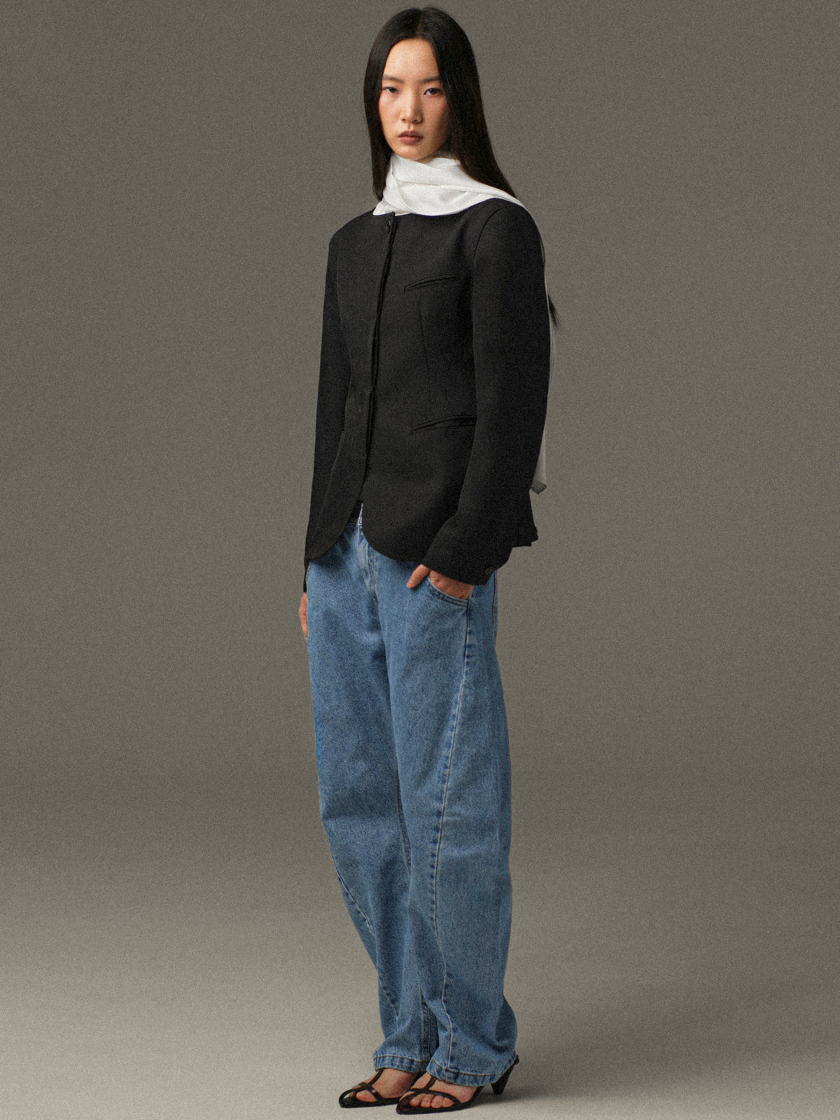 Matteo Cinched Blazer, Black