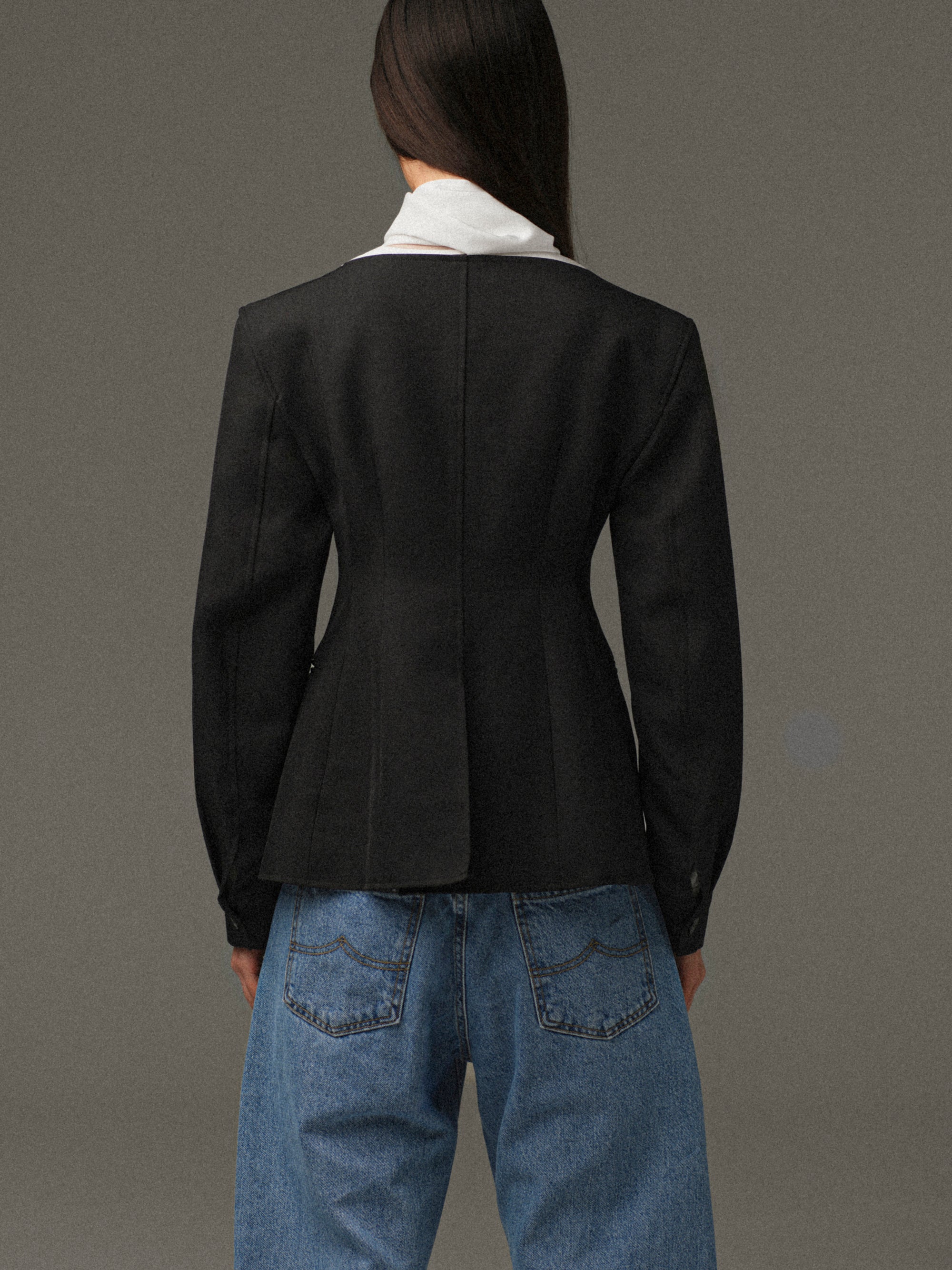 Matteo Cinched Blazer, Black